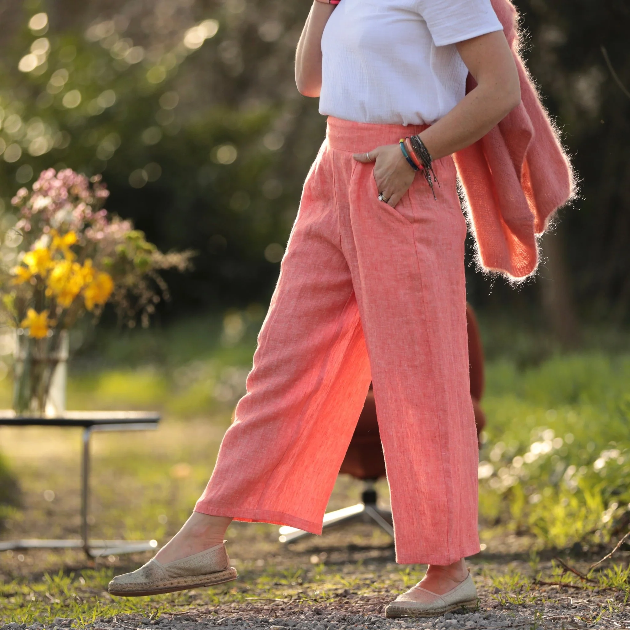 Pantalon Briac - lin orange vif chiné - Image 14