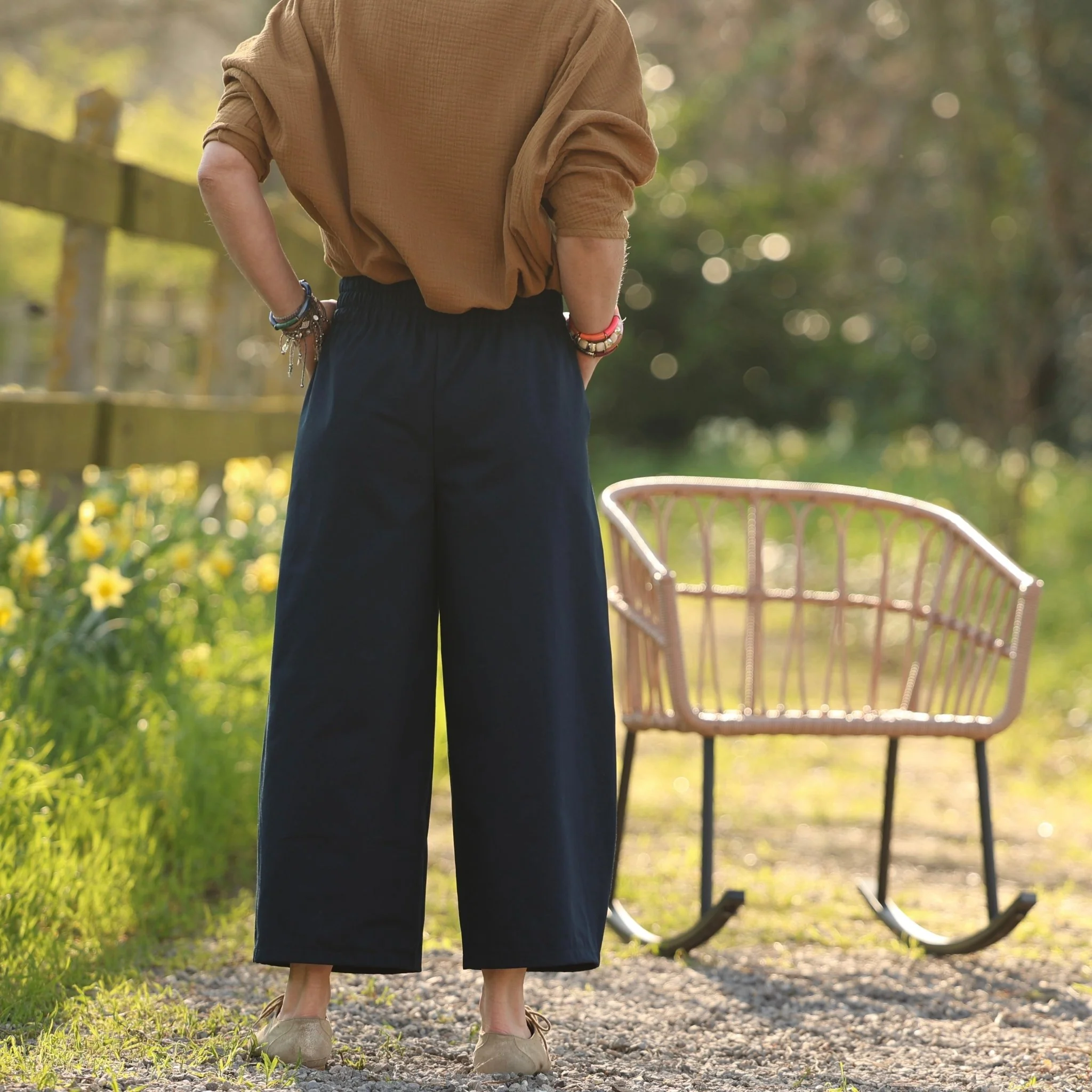 Pantalon Briac - sergé de coton bleu marine - Image 2
