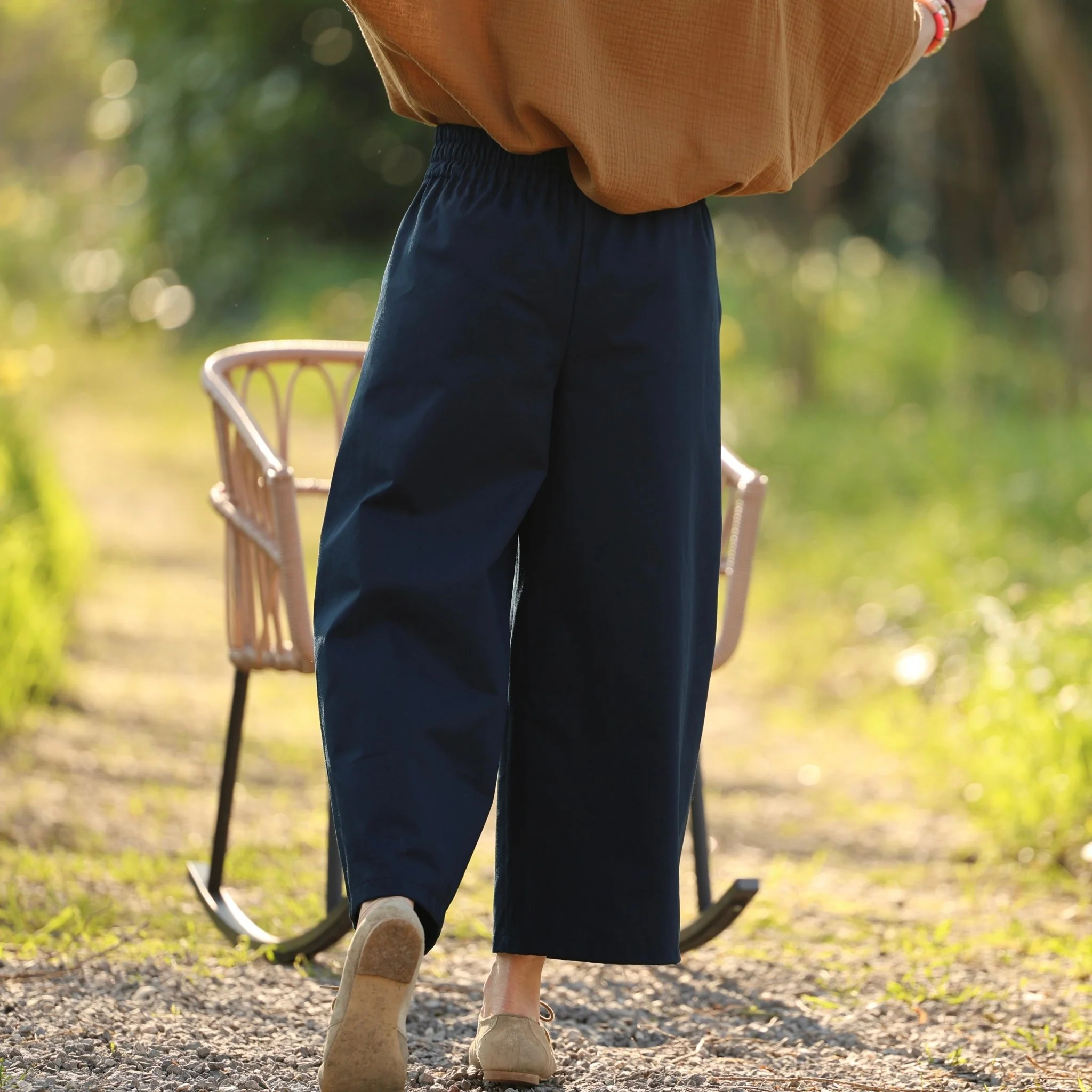 Pantalon Briac - sergé de coton bleu marine - Image 7