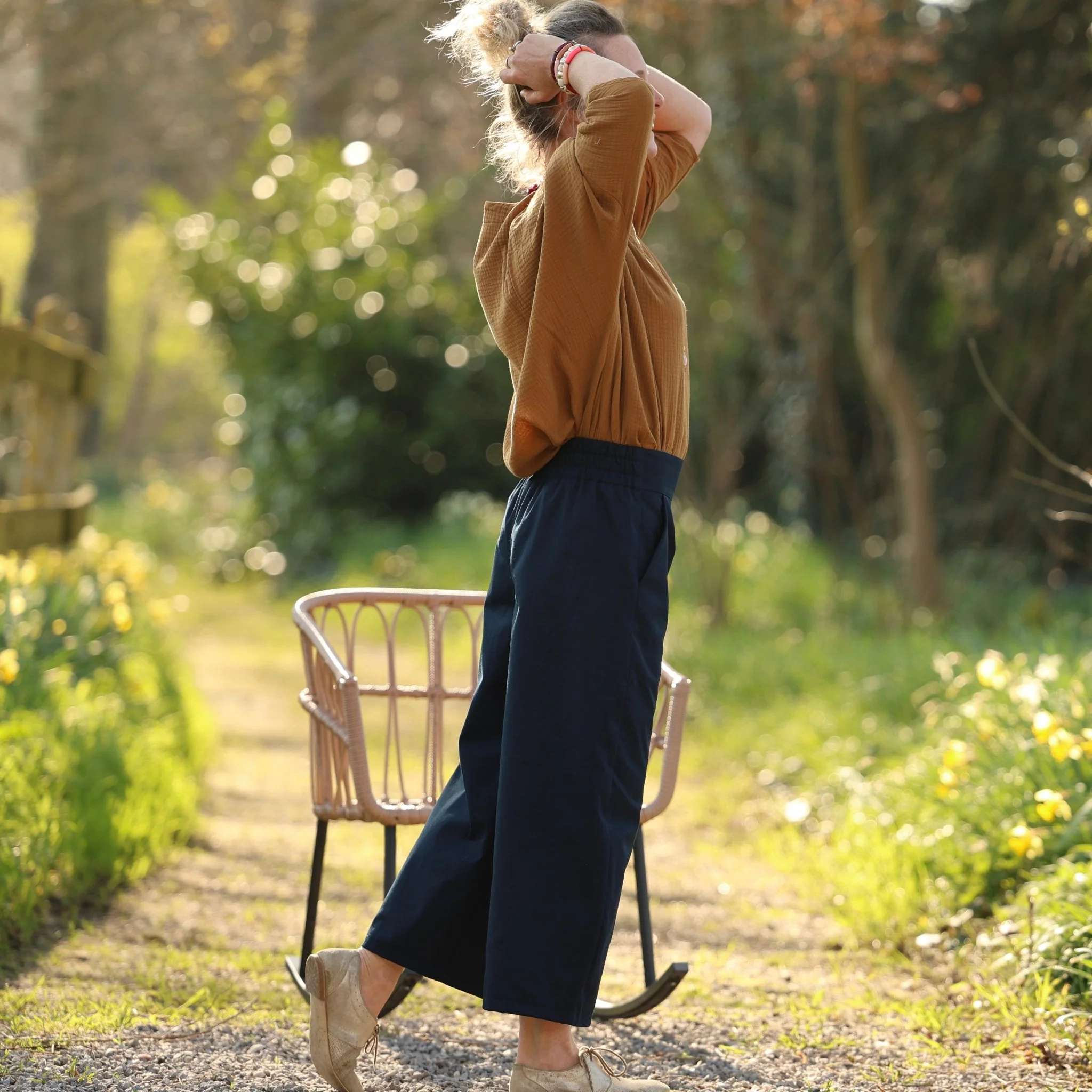Pantalon Briac - sergé de coton bleu marine - Image 8