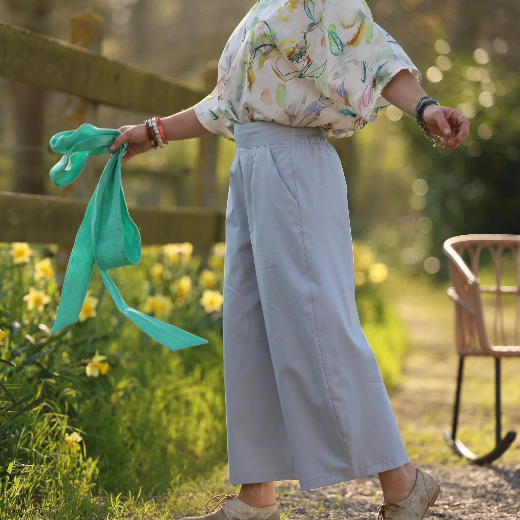 Pantalon Briac - sergé de coton gris nuage - Image 4