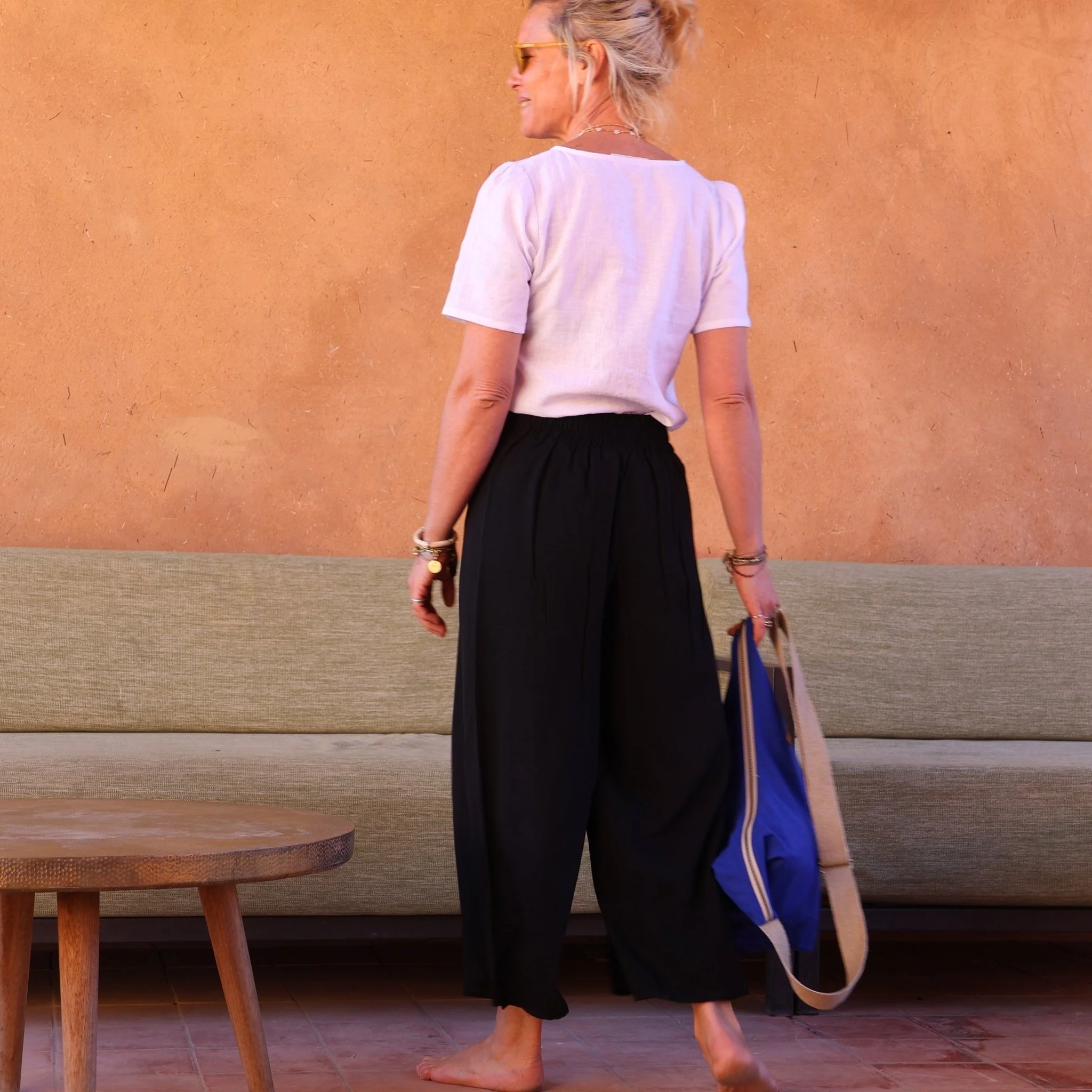 Pantalon drapé Mathilde - sergé de viscose noir - Image 3