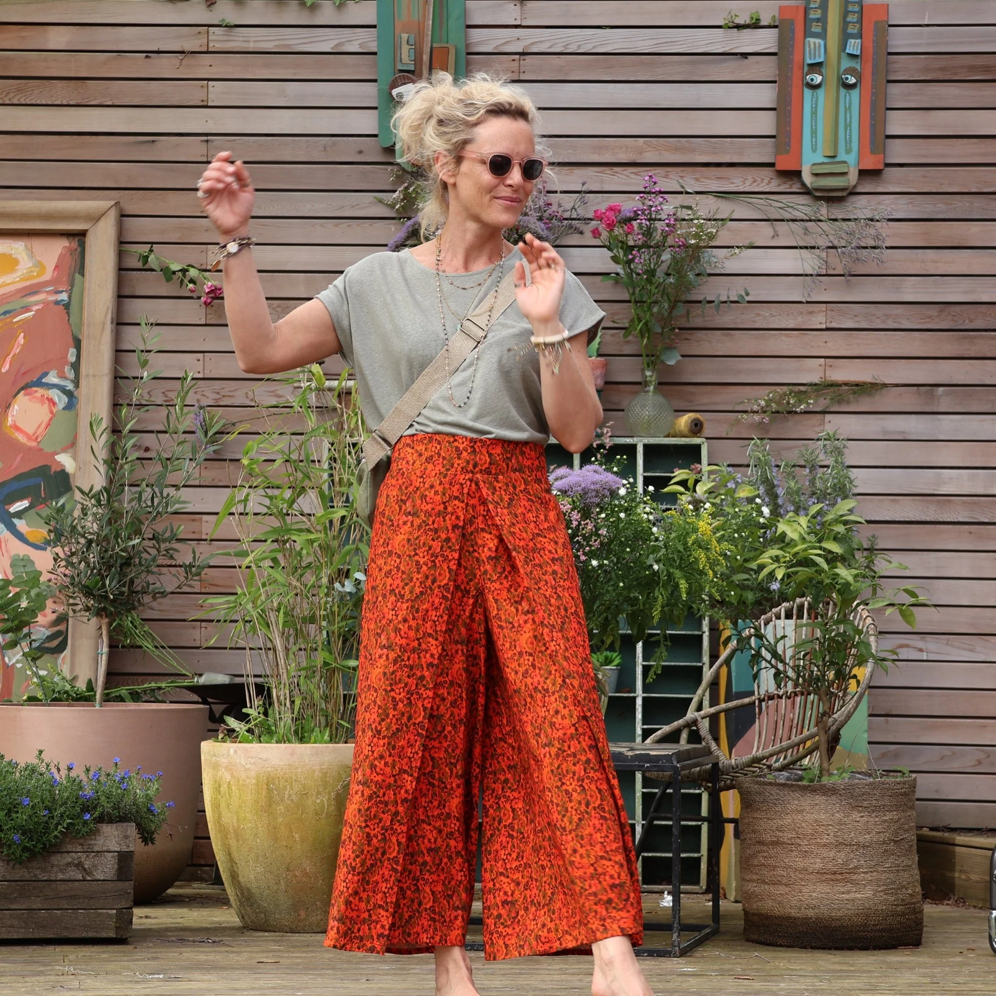 Pantalon drapé Mathilde - viscose fleurs de Zadar - Image 5