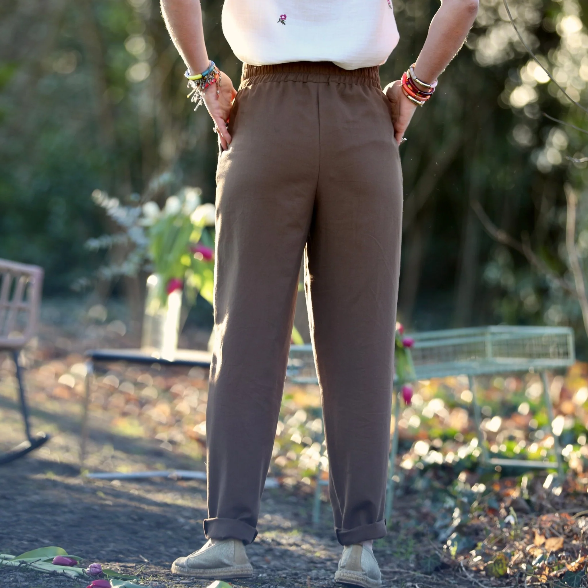 Pantalon Eliot - Sergé de coton chocolat - Image 3