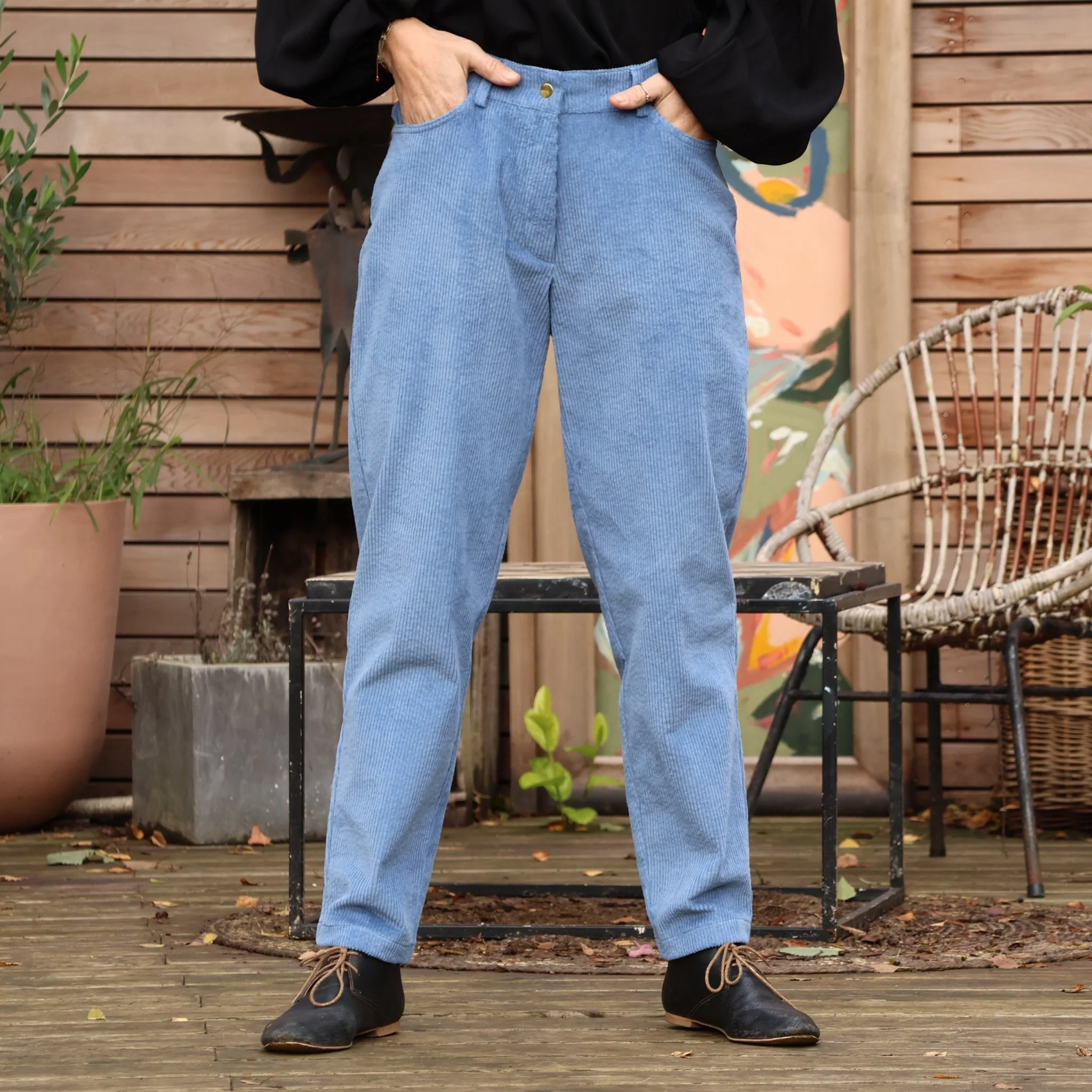 Pantalon Enzo - velours côtelé bleu doux