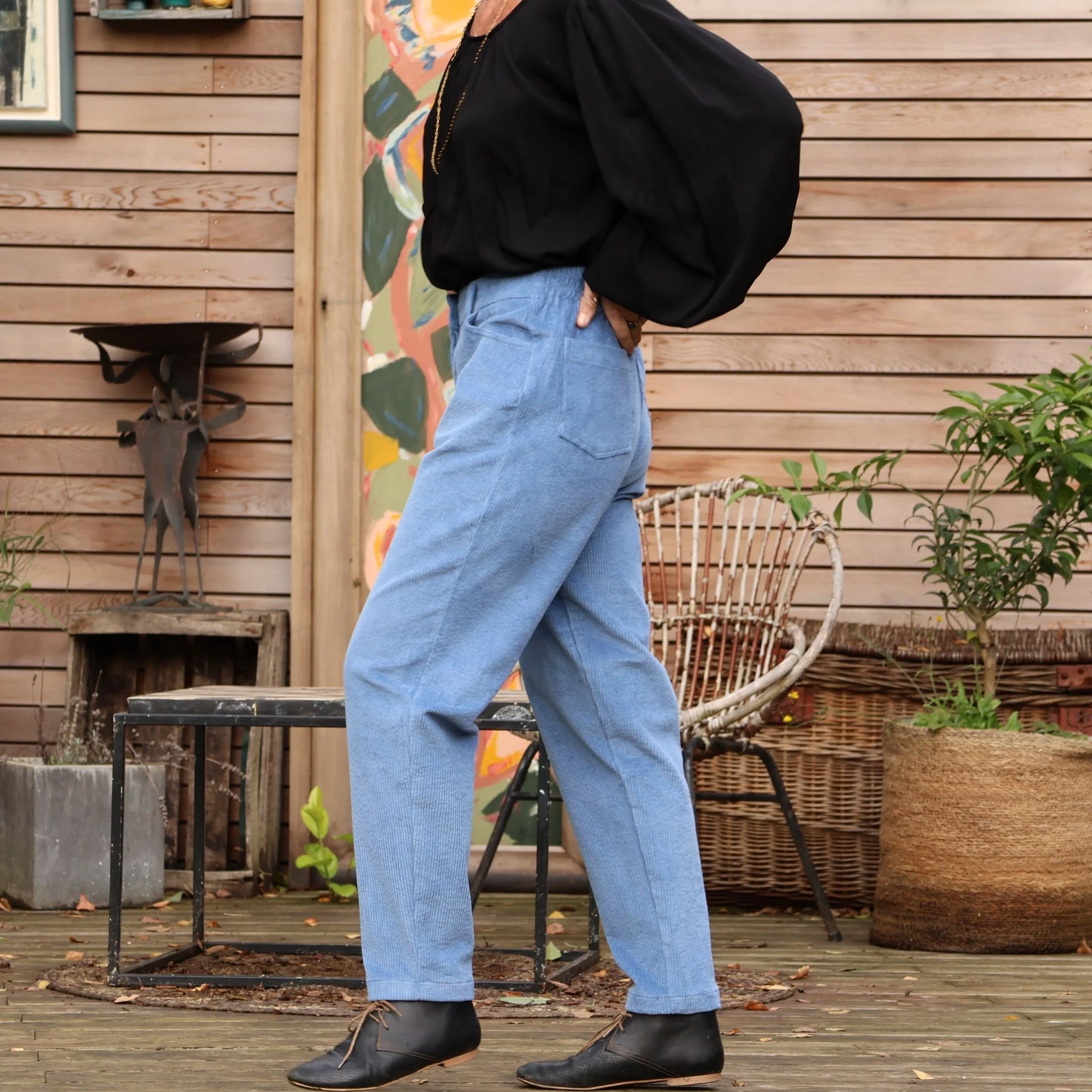 Pantalon Enzo - velours côtelé bleu doux - Image 7