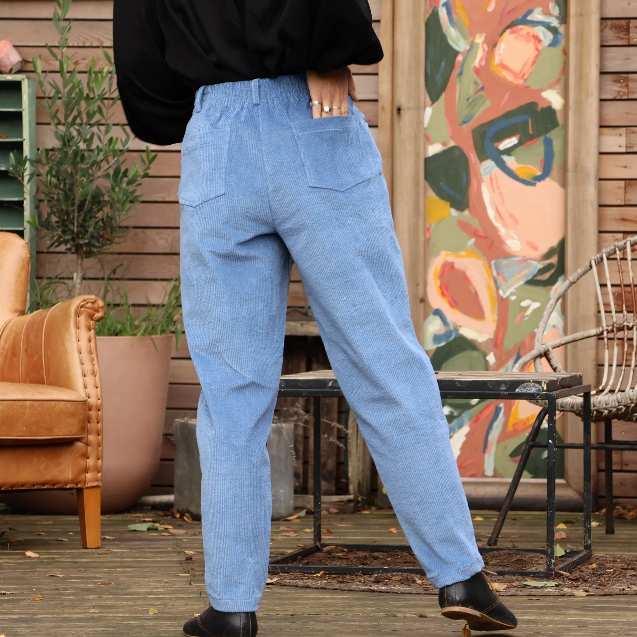 Pantalon Enzo - velours côtelé bleu doux - Image 8