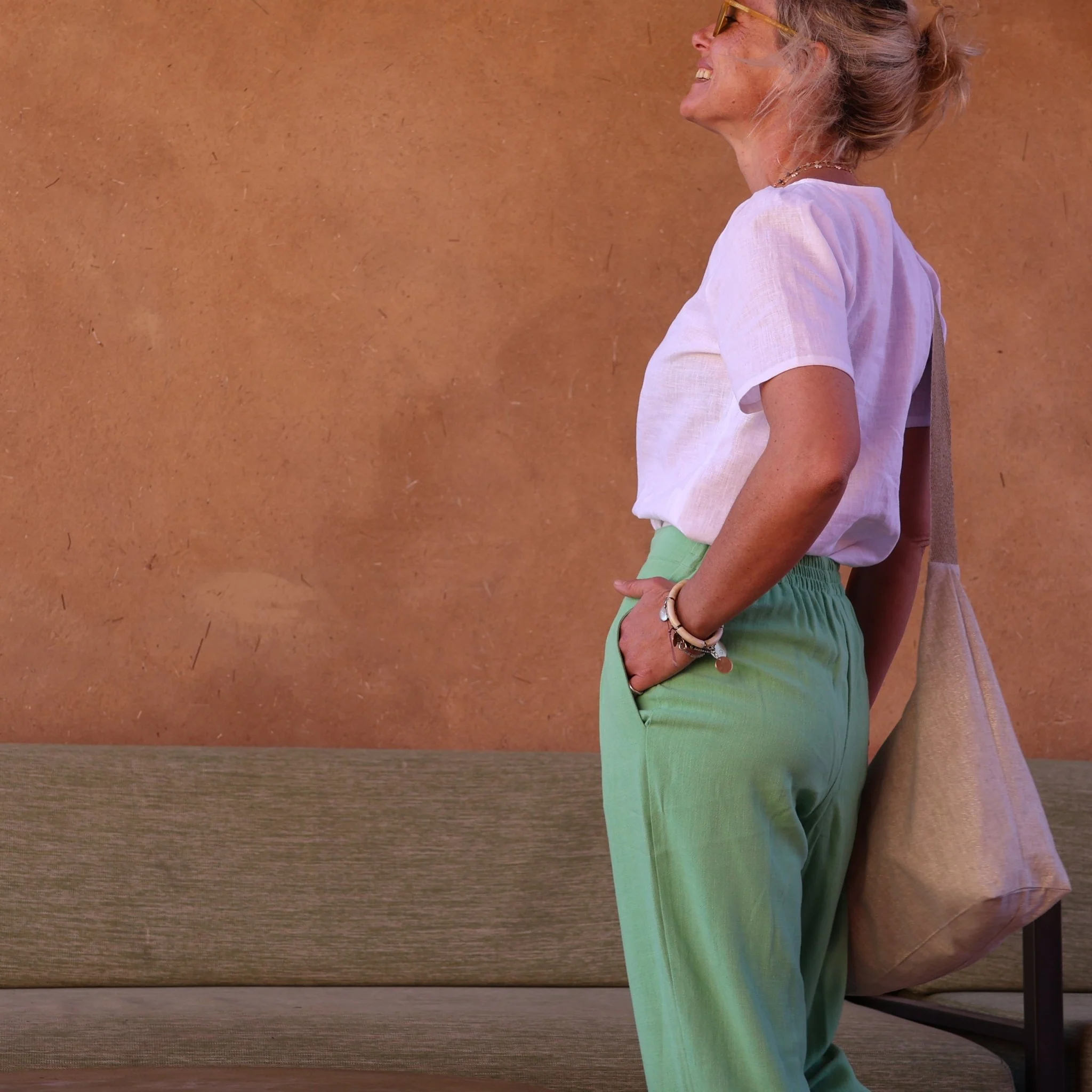 Pantalon Ernest viscose/lin vert frais - Image 5
