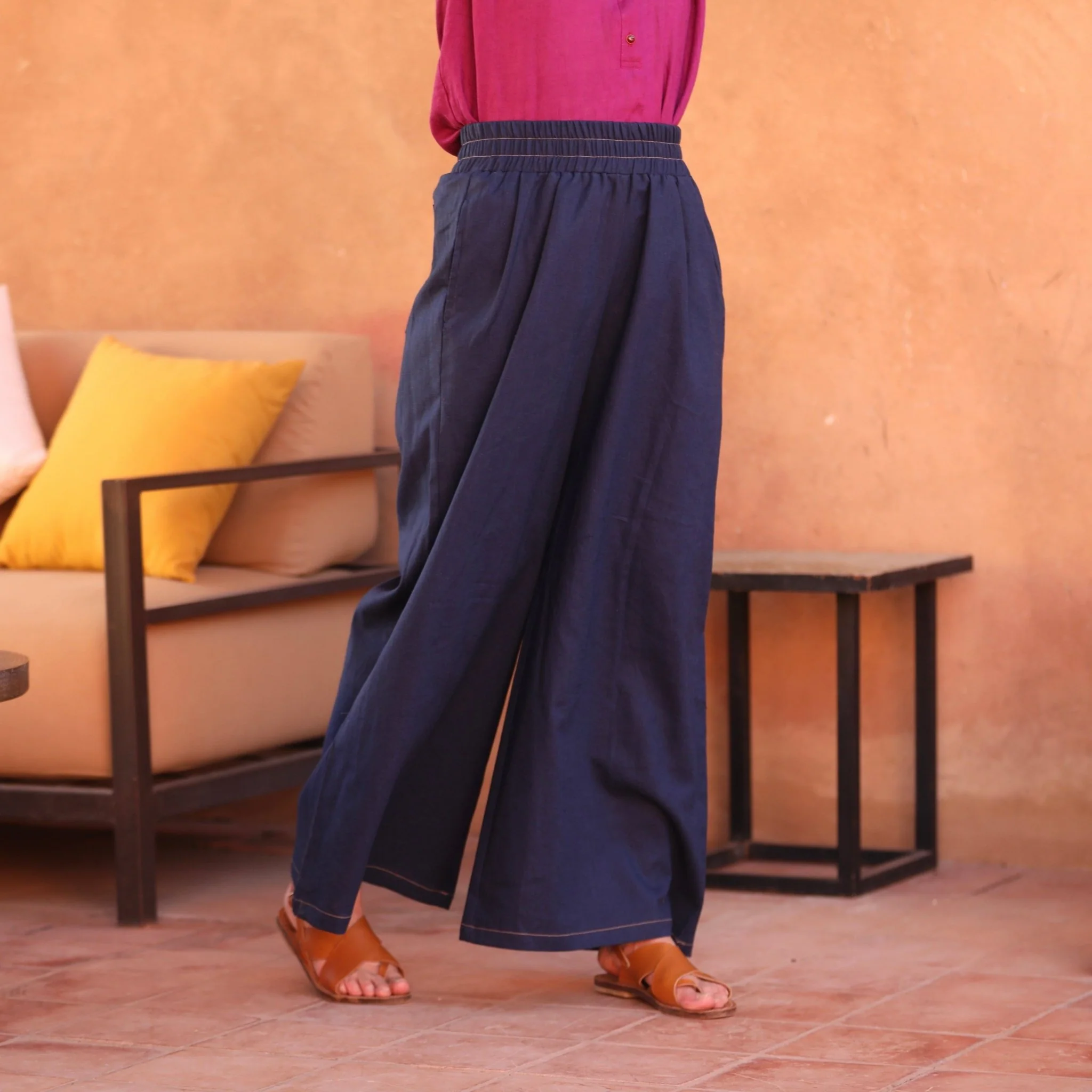 Pantalon Lazare lin lavé indigo - Image 3