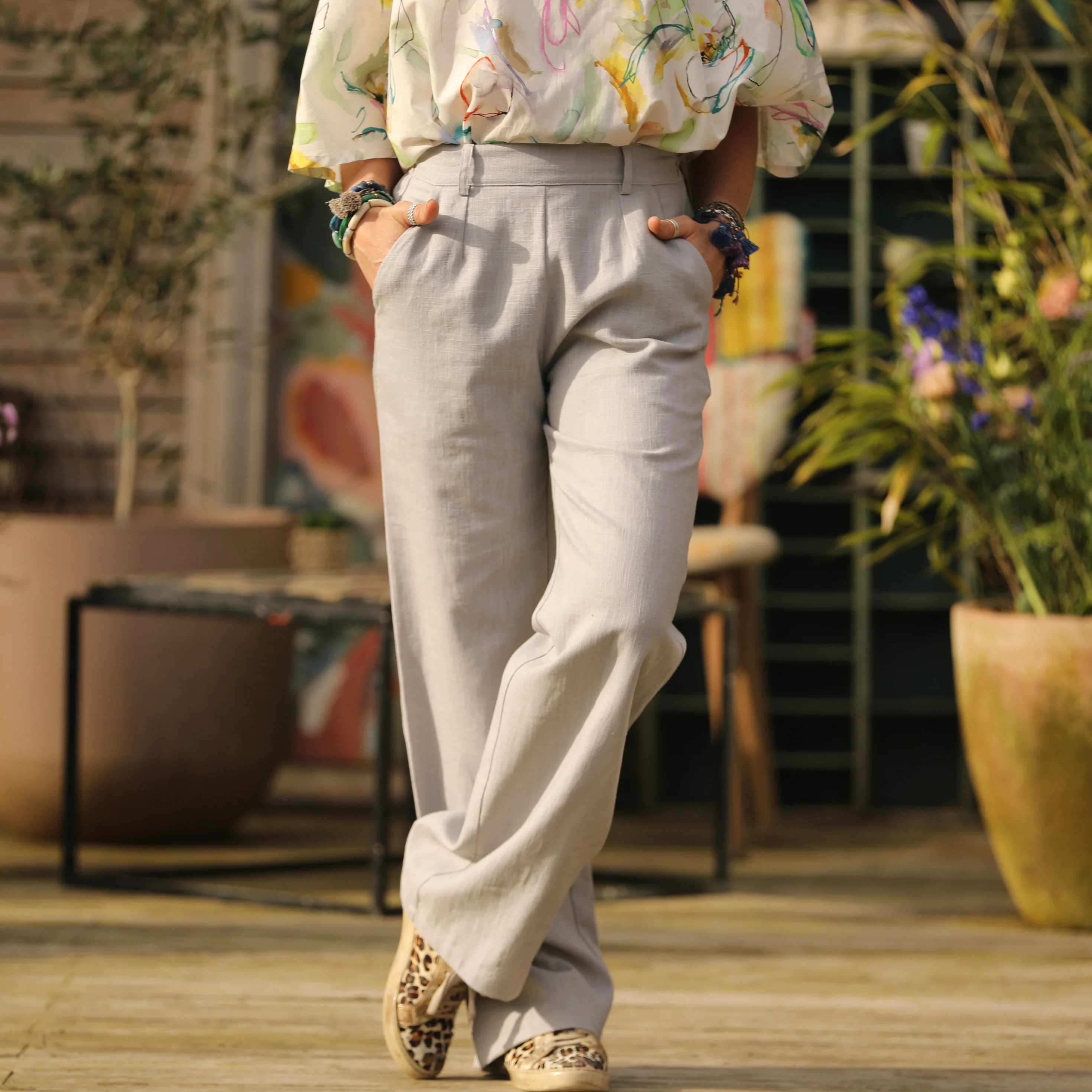 Pantalon Nestor lin gris perle - Image 4