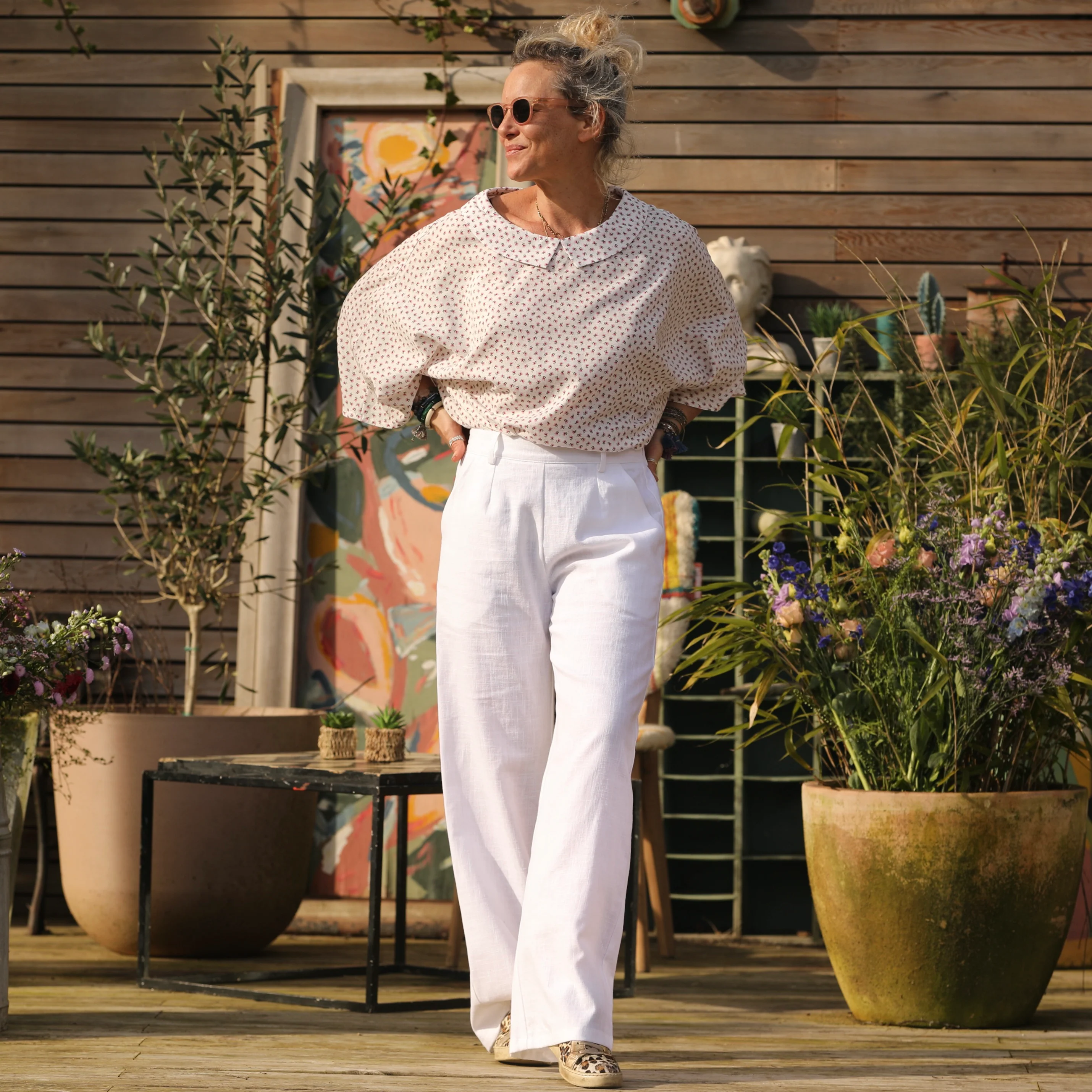Pantalon Nestor lin blanc cassé - Image 7