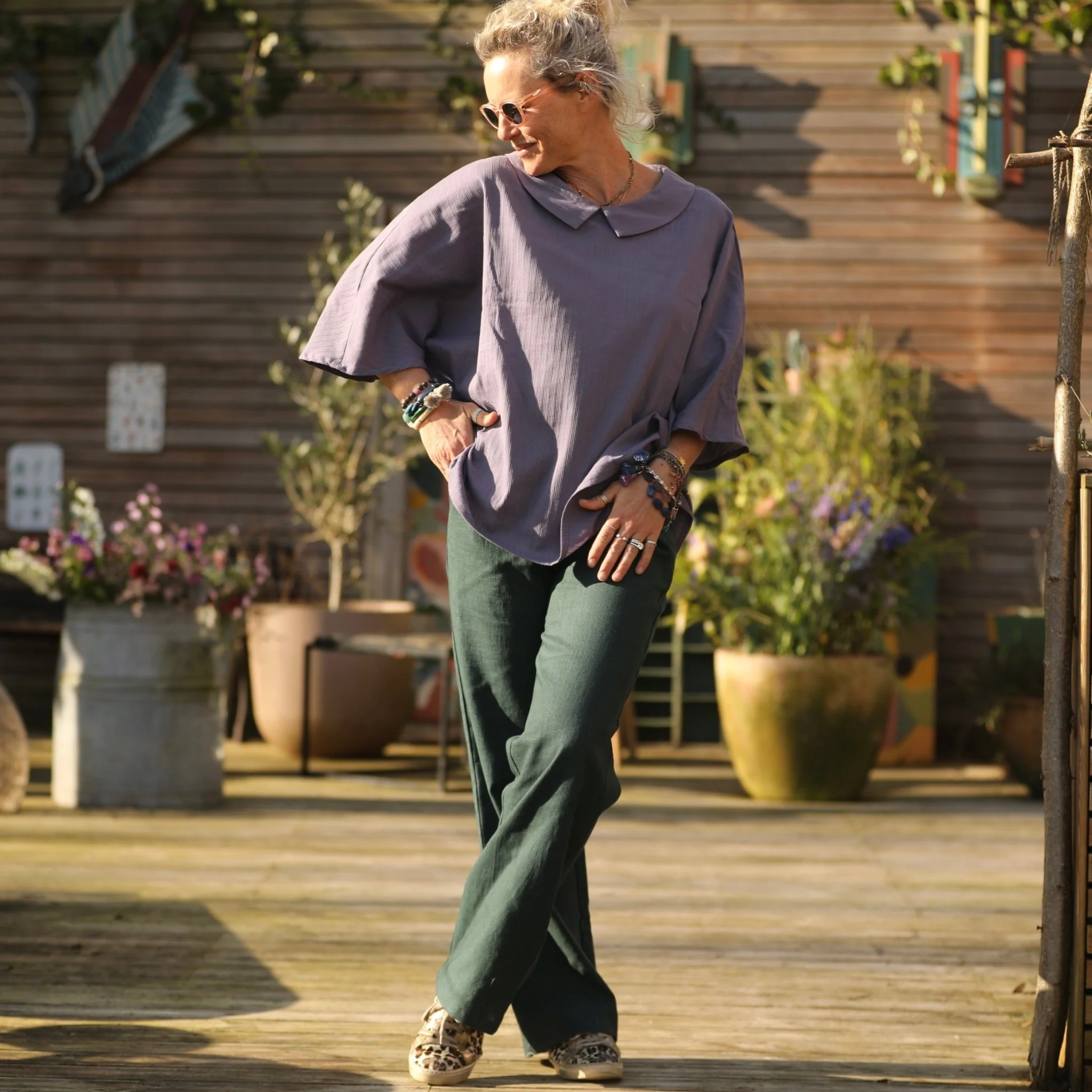 Pantalon Nestor lin vert émeraude - Image 4