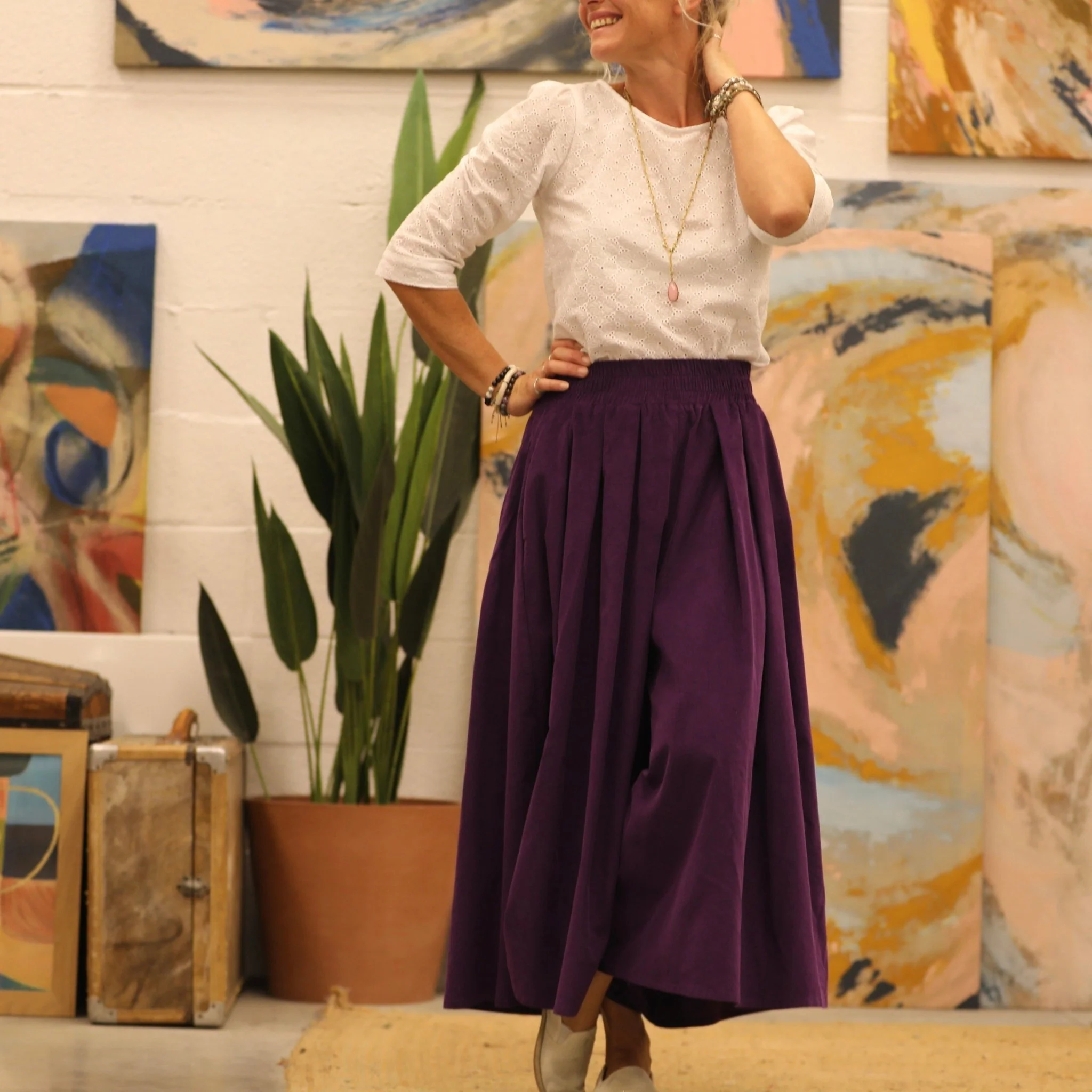 Pantalon Paco - velours milleraies lilas - Image 5