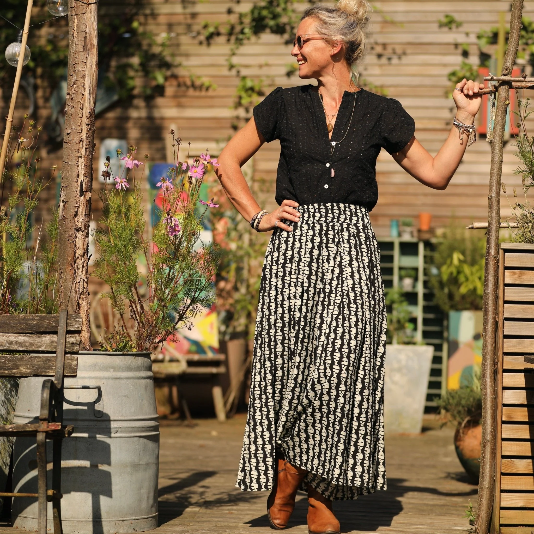 Pantalon Paco - viscose Batik noir/blanc - Image 5