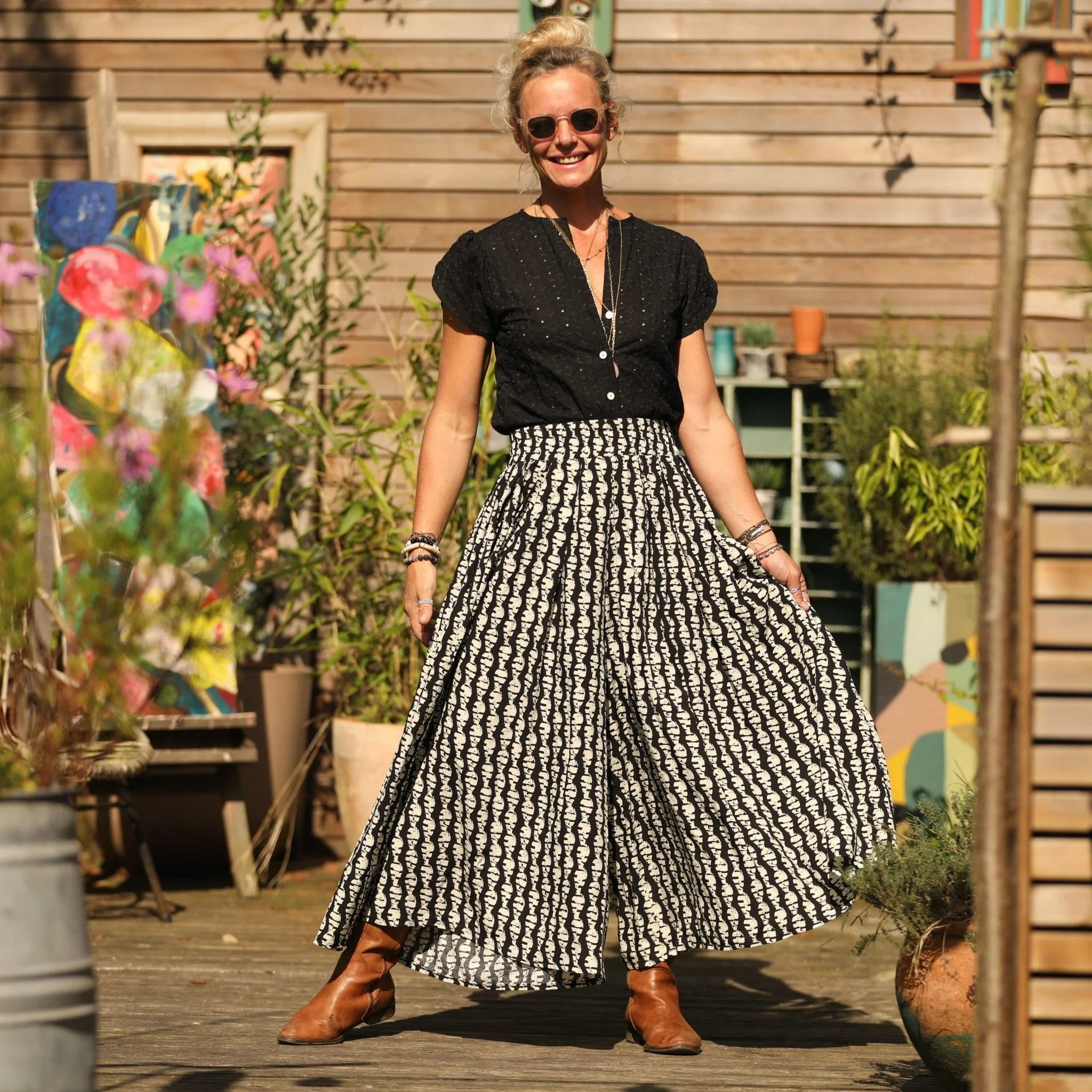Pantalon Paco - viscose Batik noir/blanc - Image 7