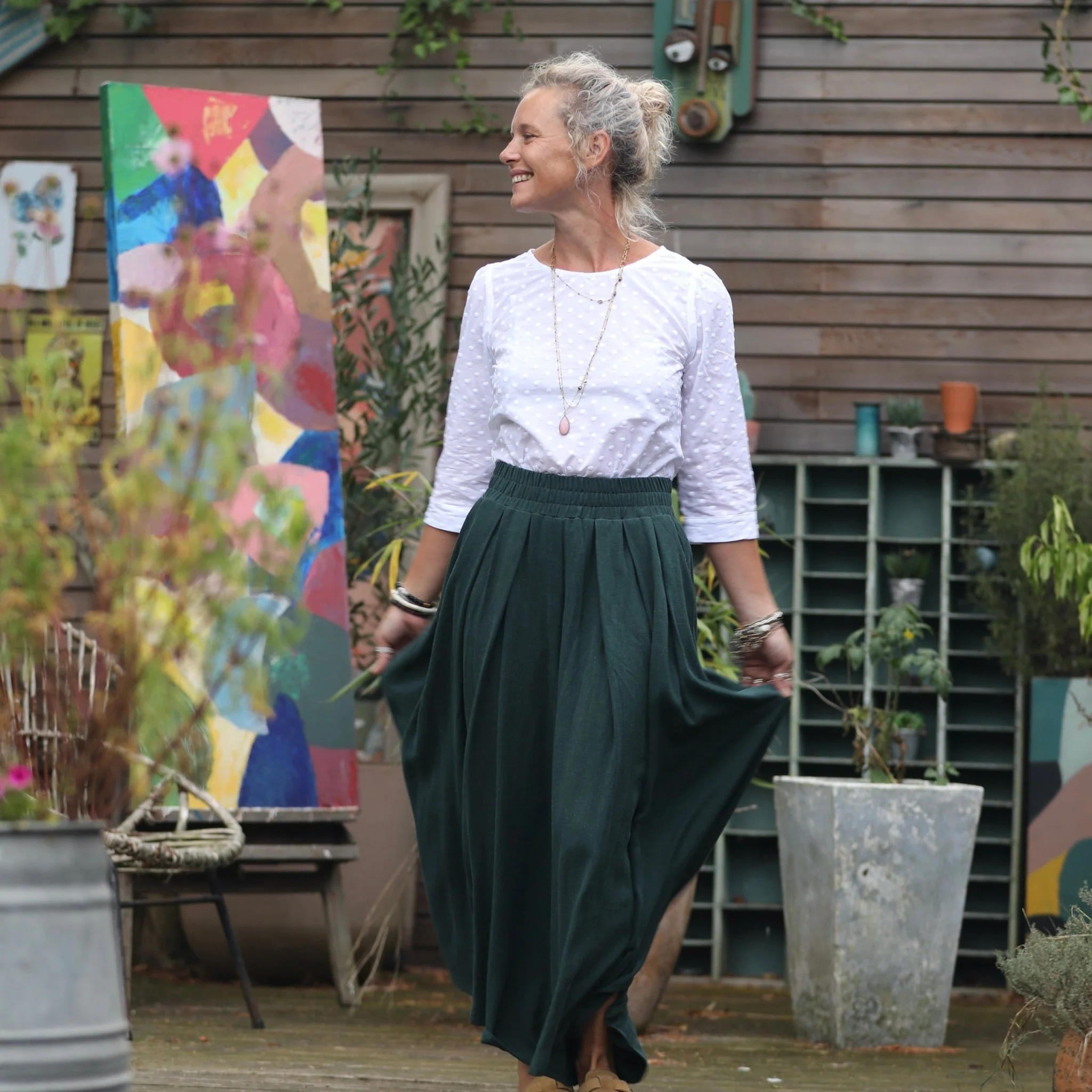 Pantalon Paco - viscose lin vert colvert - Image 4