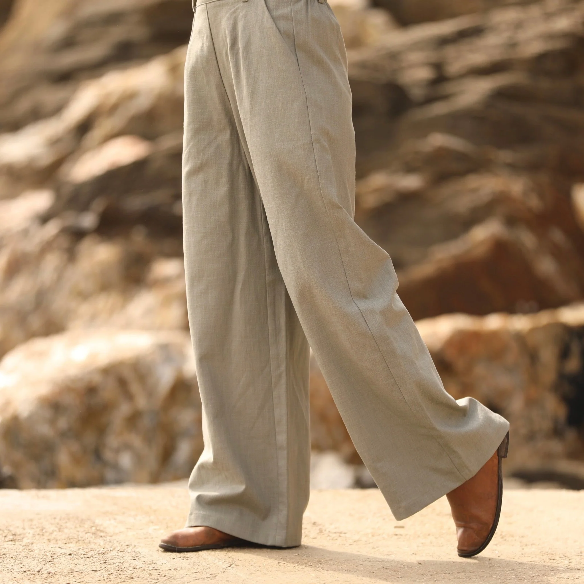 Pantalon Tom - coton/lin kaki - Image 4