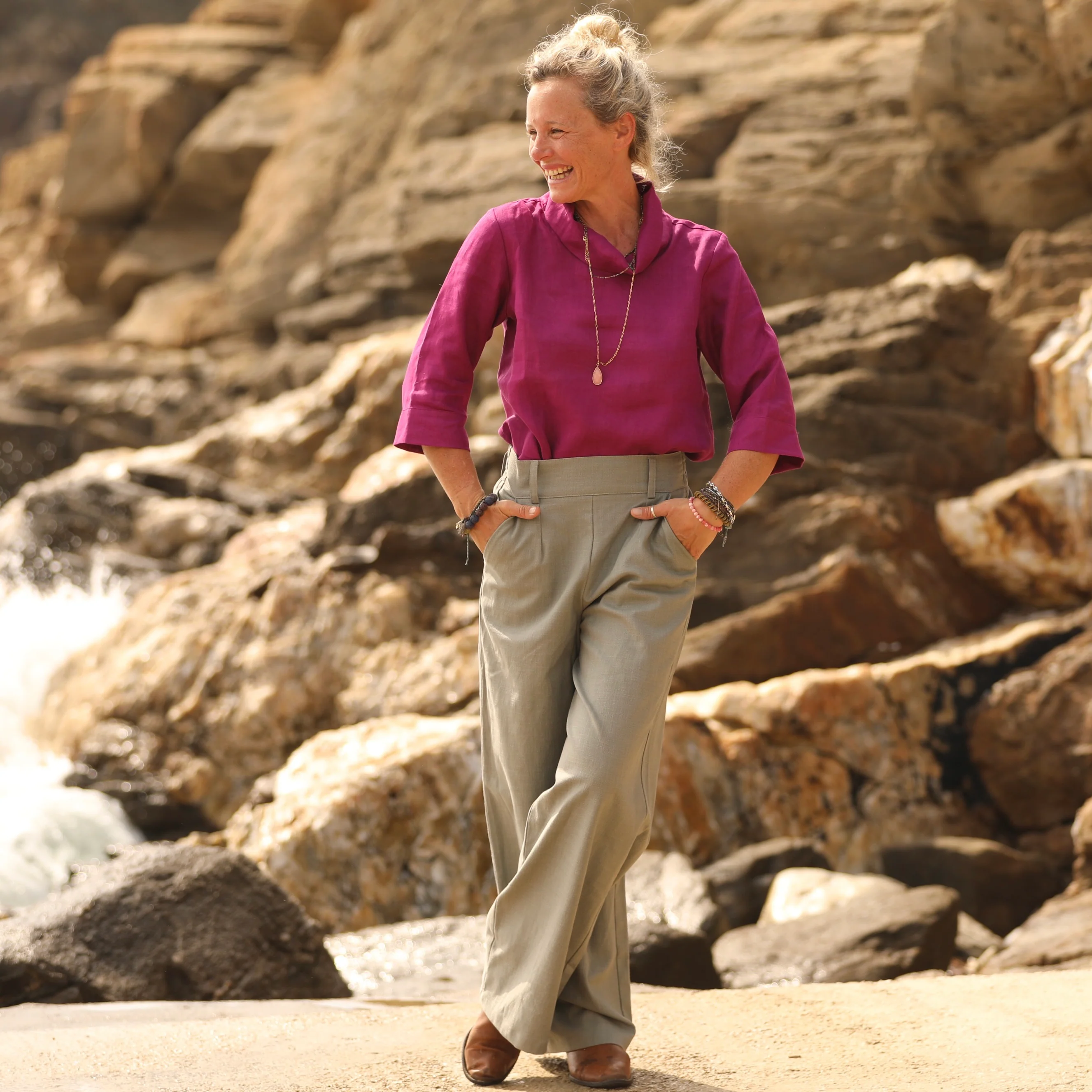 Pantalon Tom - coton/lin kaki - Image 5