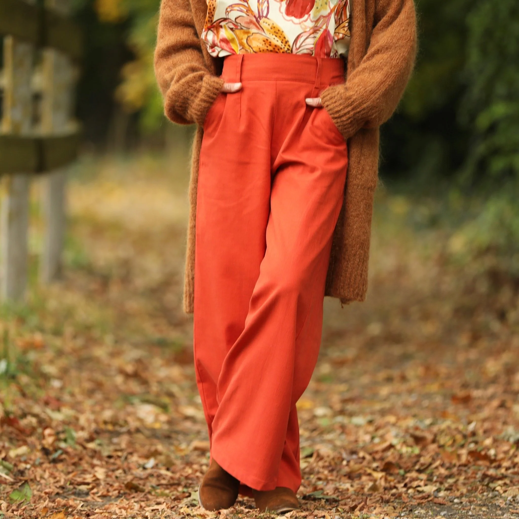 Pantalon Tom - coton/lin orange crépuscule