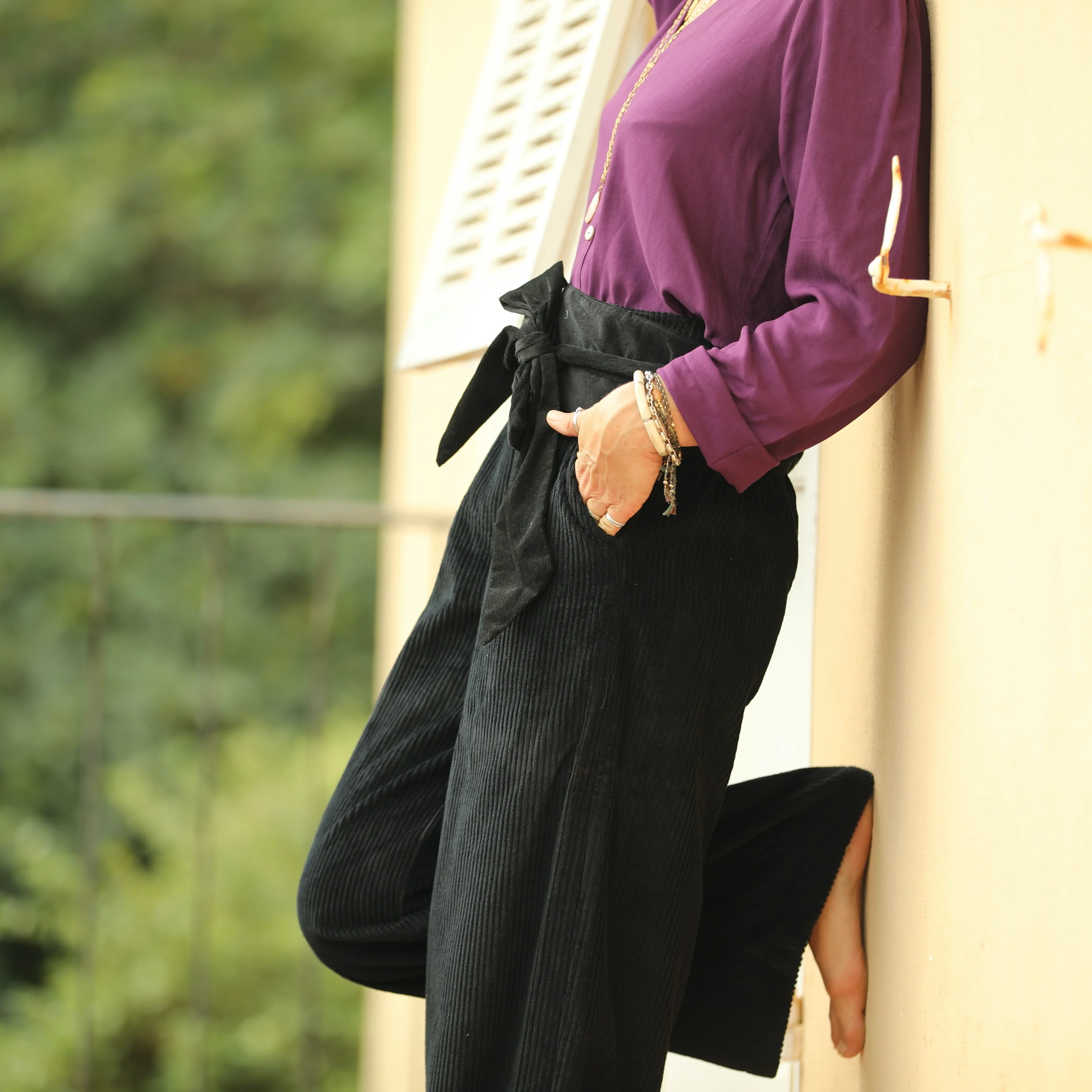 Pantalon Tom - velours de coton côtelé noir - Image 7