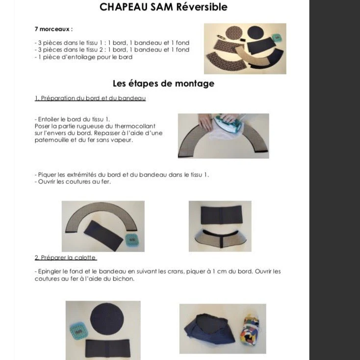Patron papier chapeau Sam - Version imprimée en couleur taille réelle - Image 7