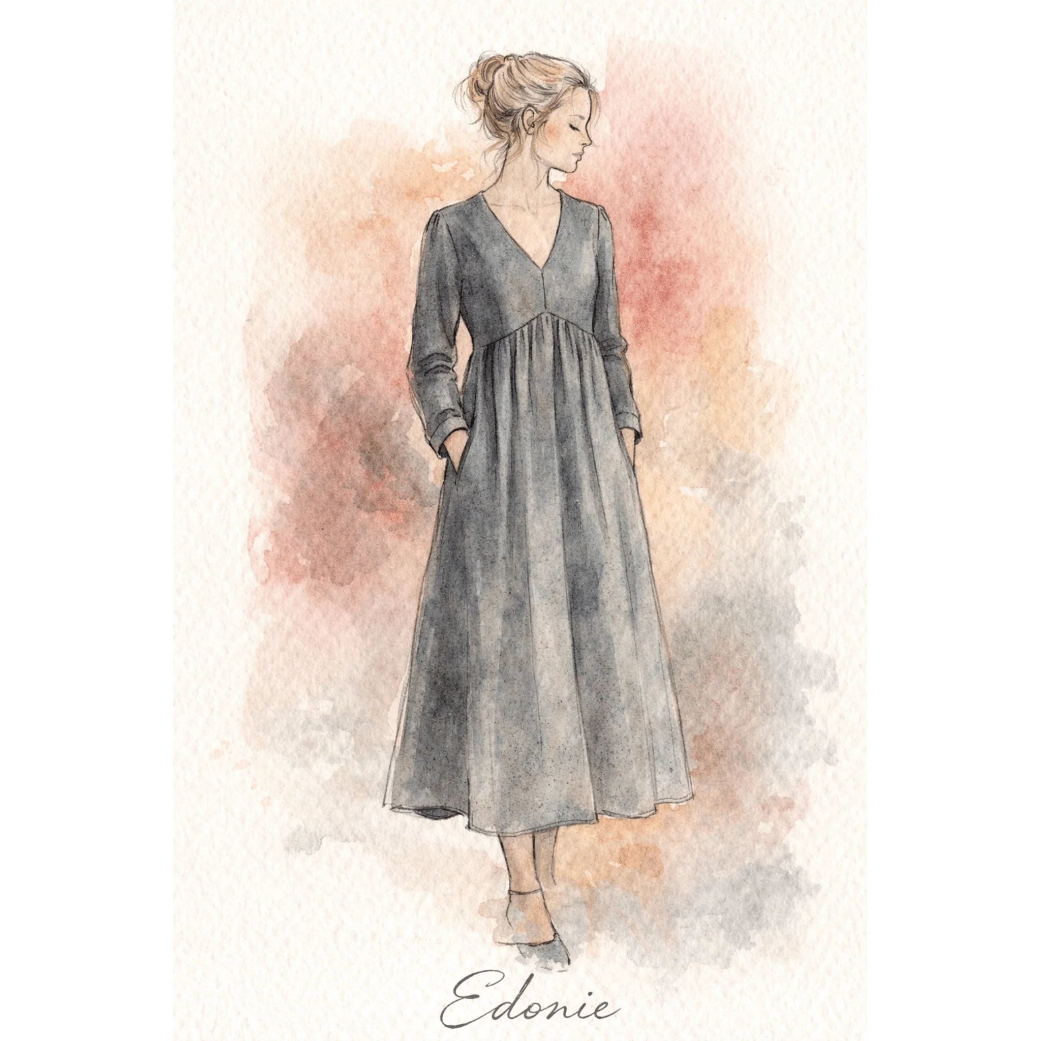 Patron papier robe Edonie - Version imprimée en couleur taille réelle