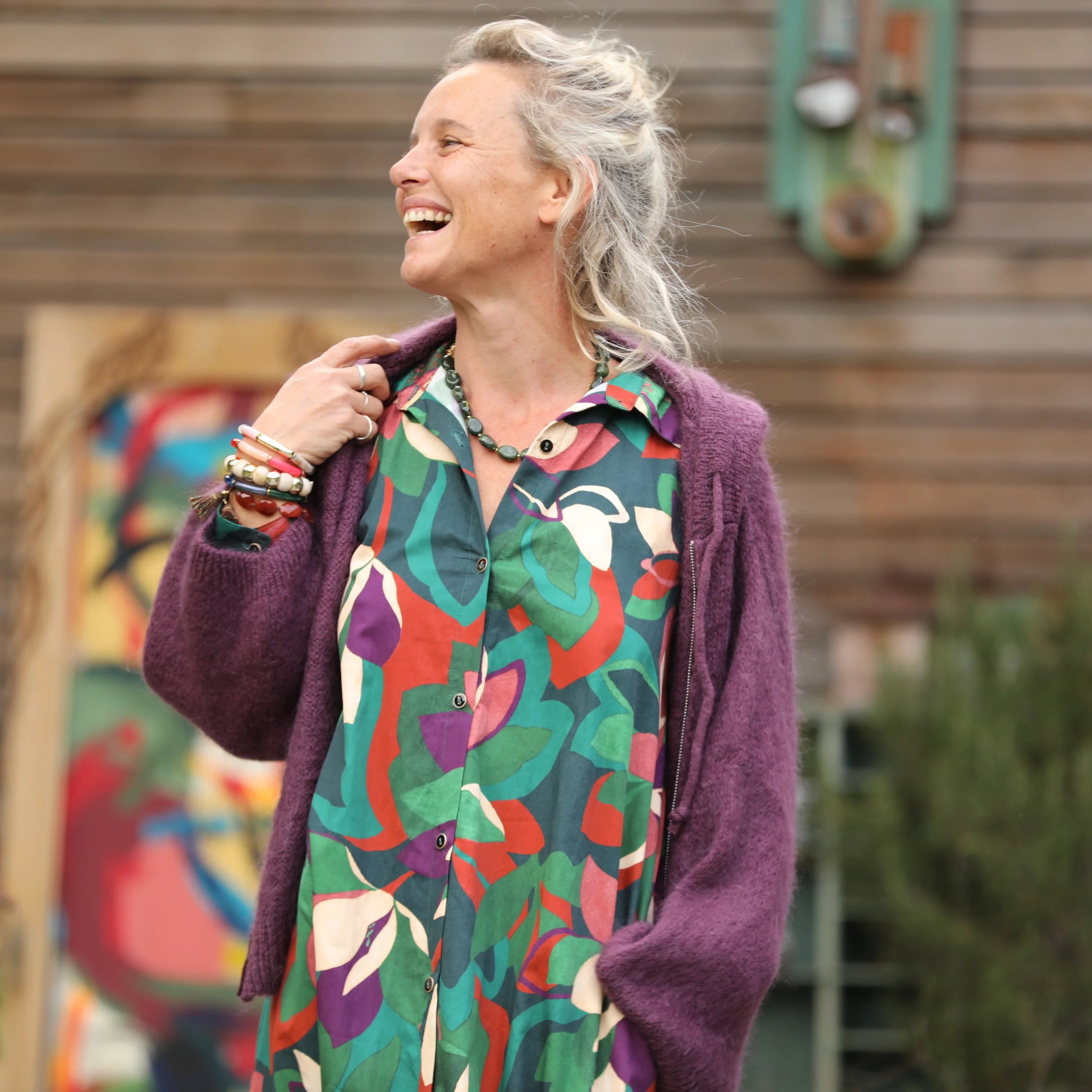 Robe Pensée - Satin de coton Couleurs de saison - Image 2