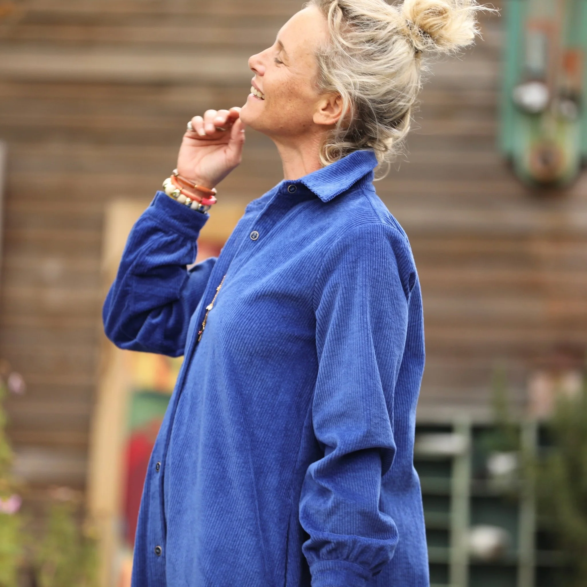 Robe Pensée - Velours côtelé bleu majorelle - Image 11
