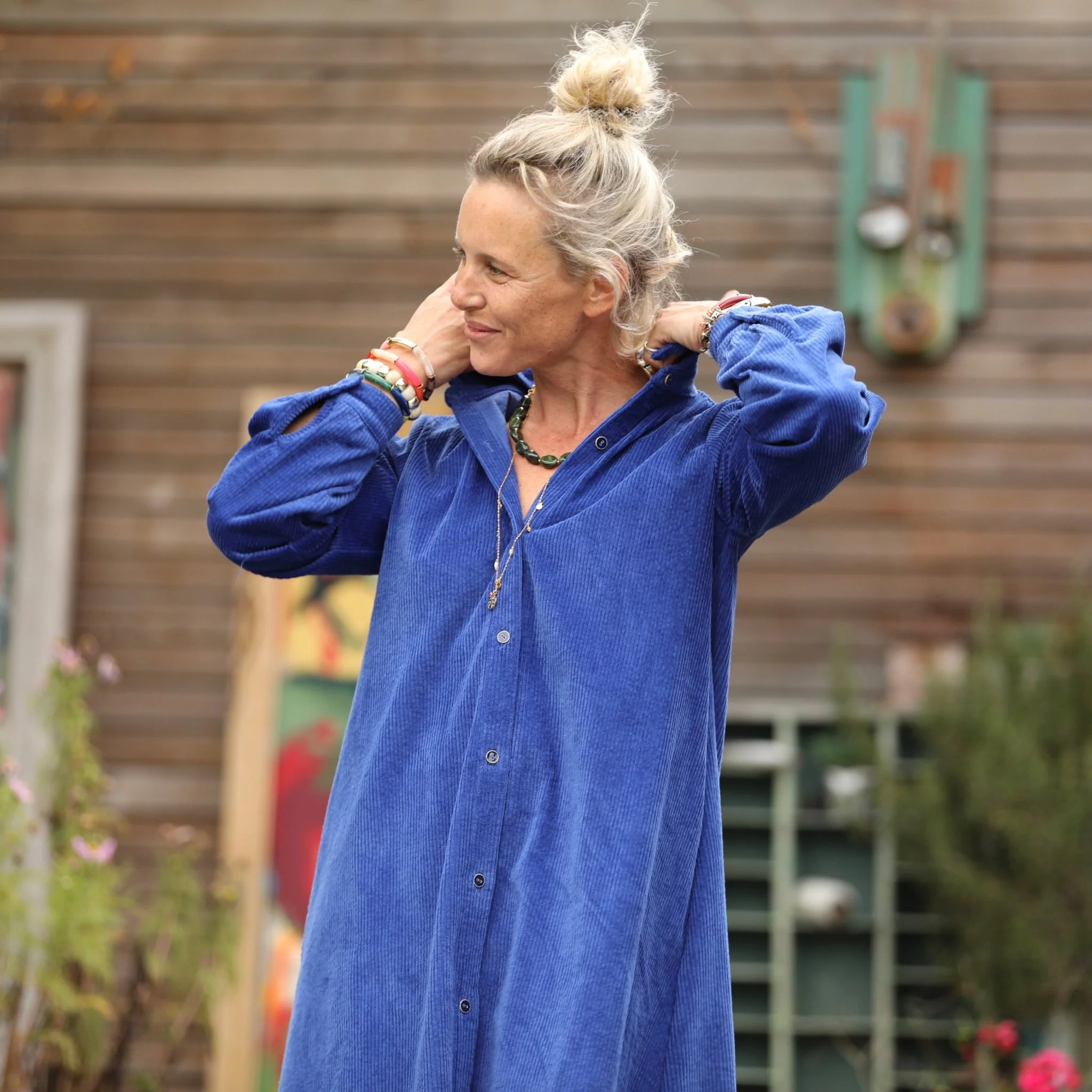 Robe Pensée - Velours côtelé bleu majorelle - Image 8