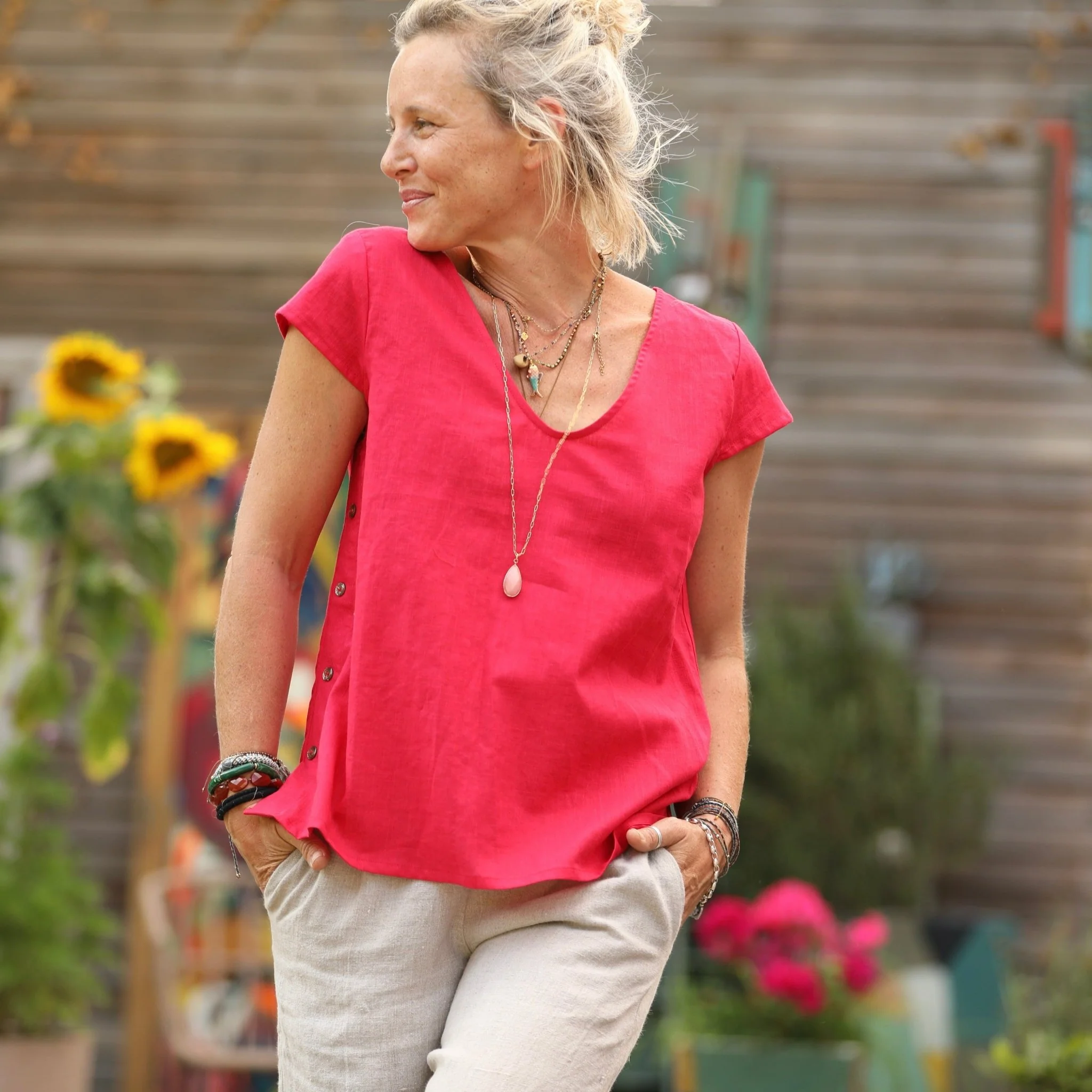 Blouse Sidonie en lin coquelicot - Image 6