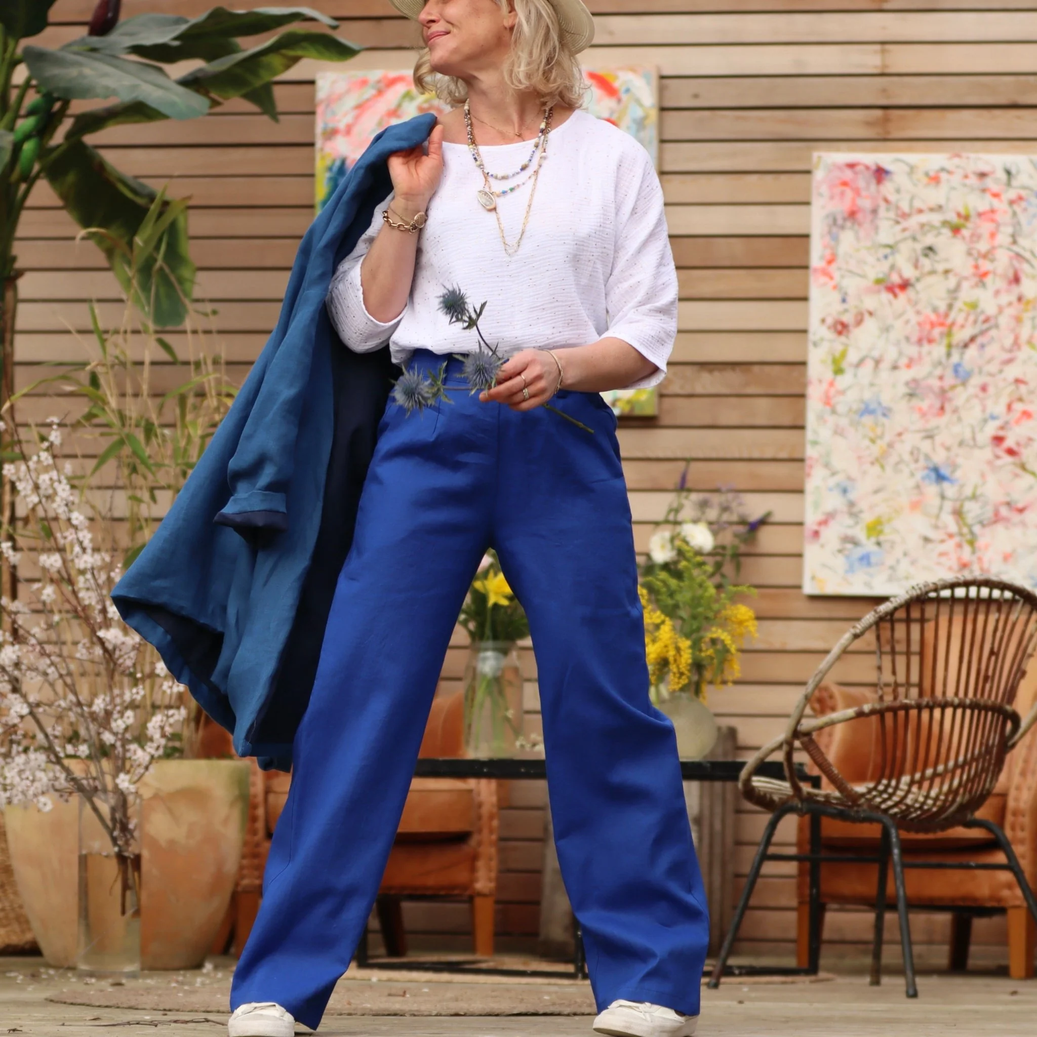 Prototype - Pantalon Nestor - lin bleu majorelle - Image 4