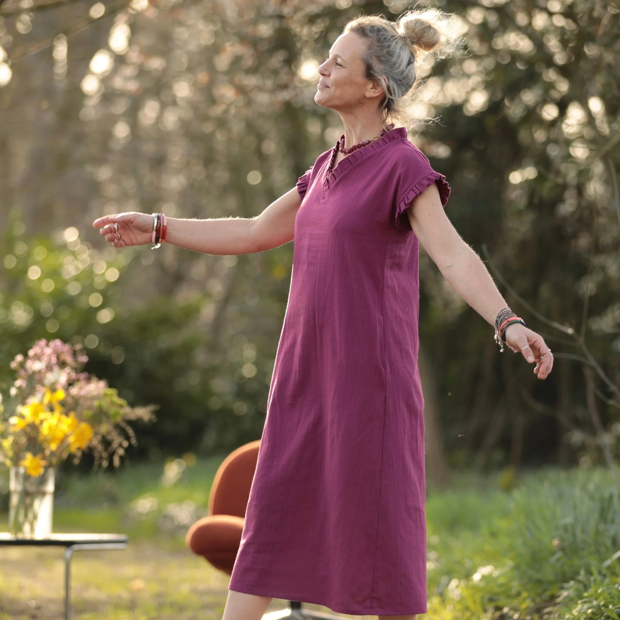 Robe Acacia – Armuré de coton raisin - Image 5