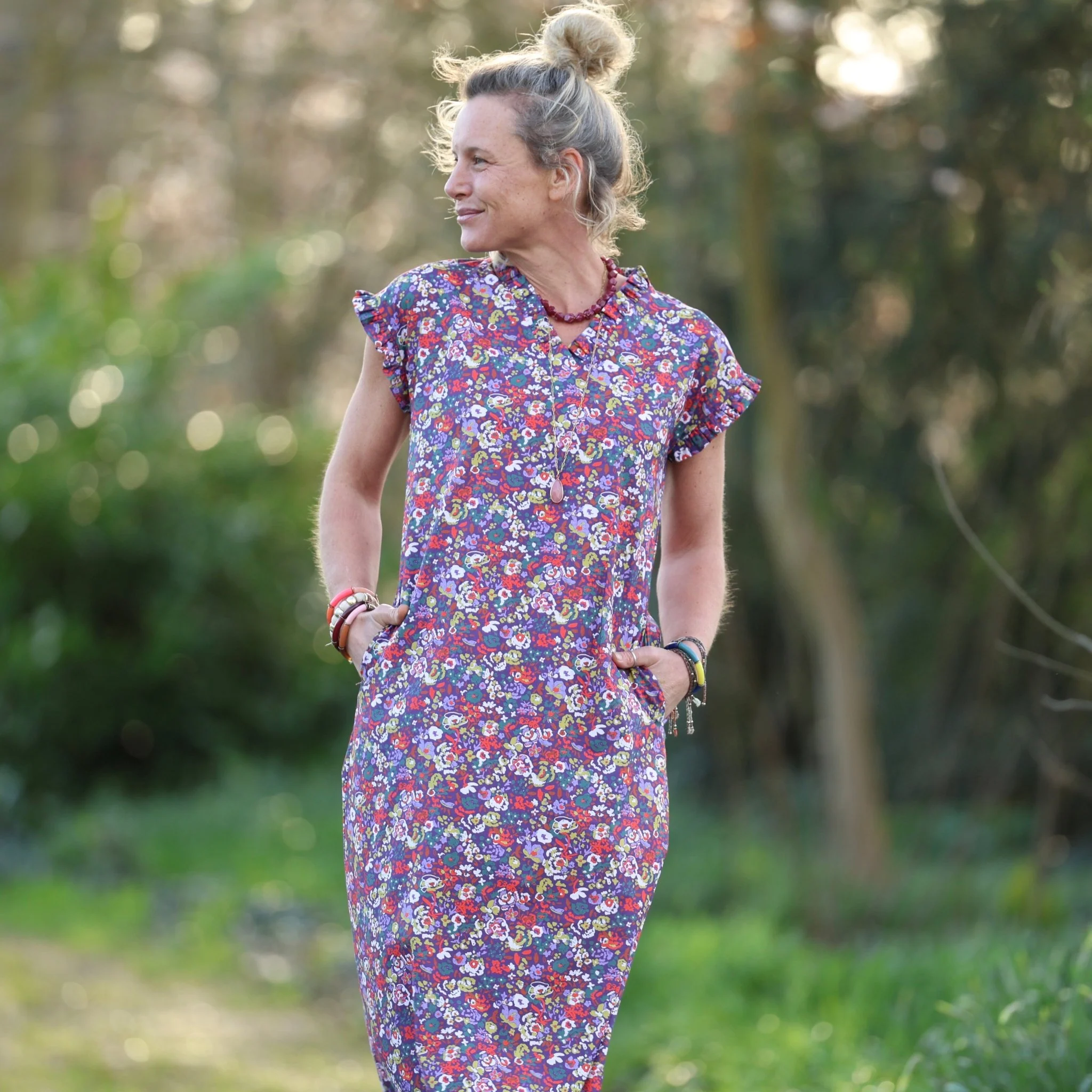 Robe Acacia – Coton “Floraison Améthyste" - Image 9