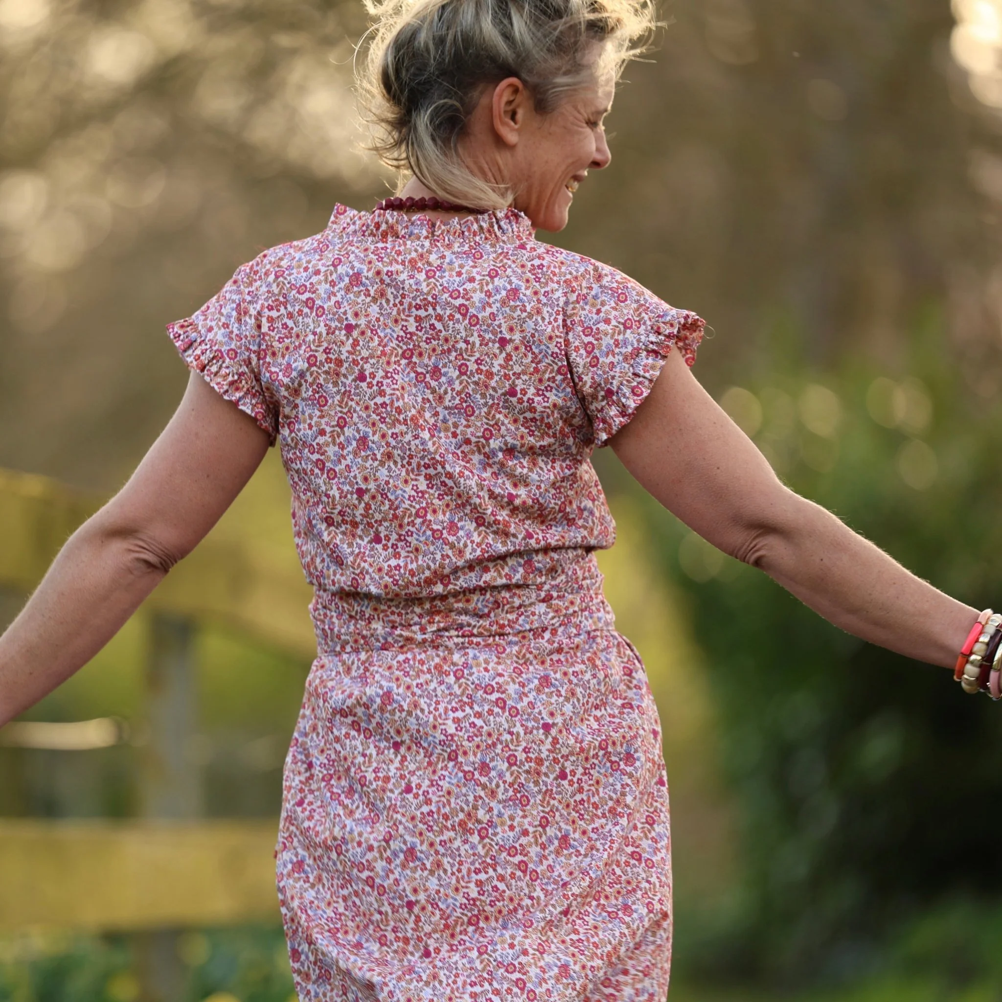 Robe Acacia – coton “Jardin Corail” - Image 4