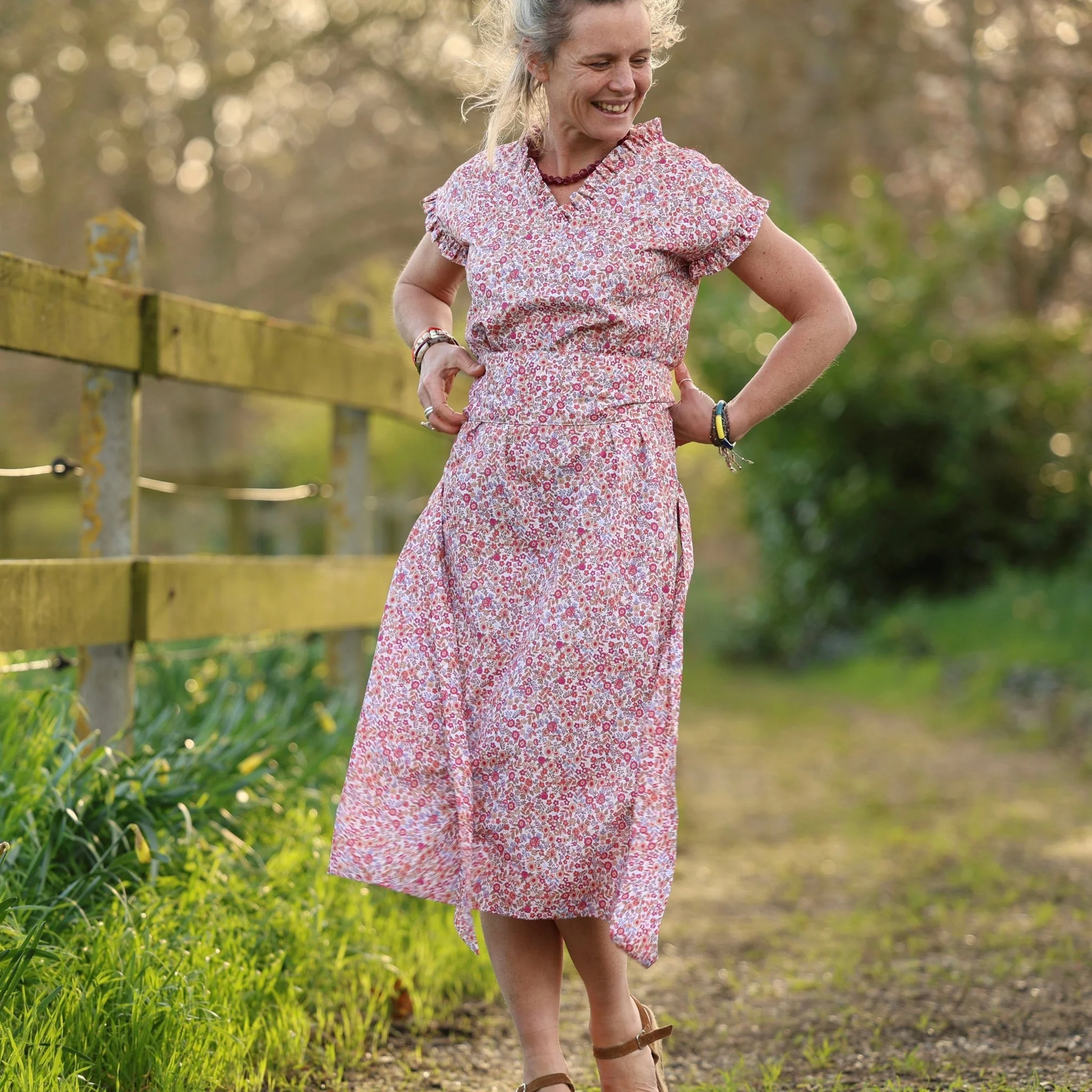Robe Acacia – coton “Jardin Corail” - Image 9
