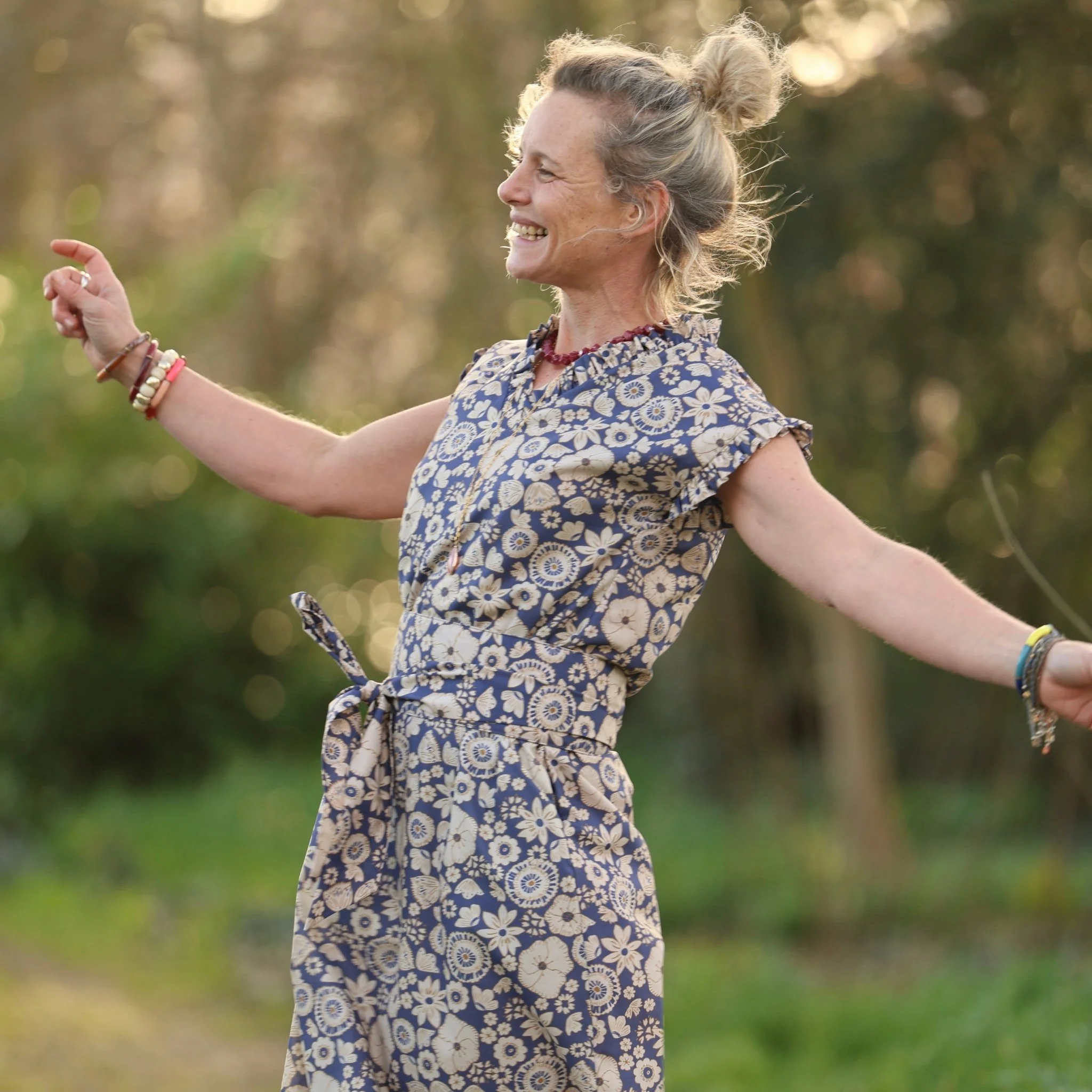 Robe Acacia – Coton “Jardin Indigo” - Image 4