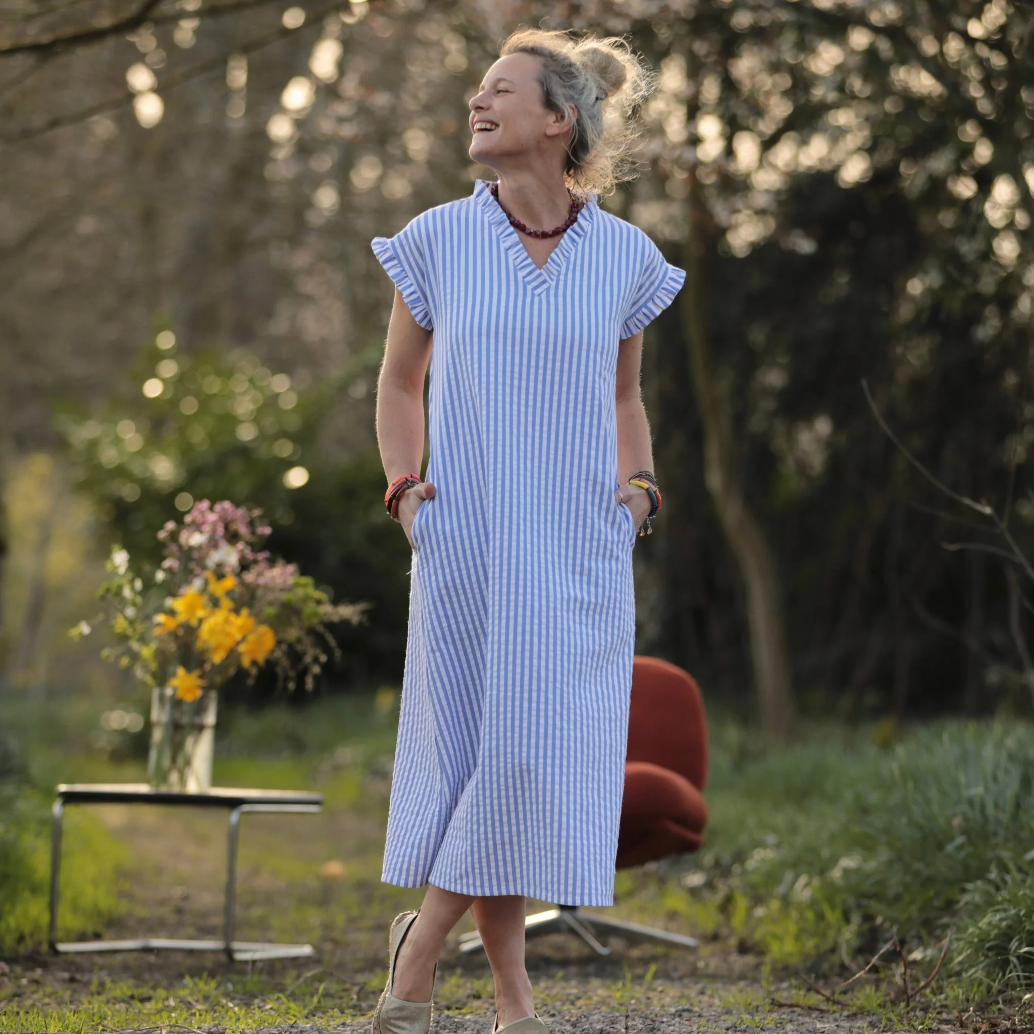 Robe Acacia - coton rayé océan - Image 6