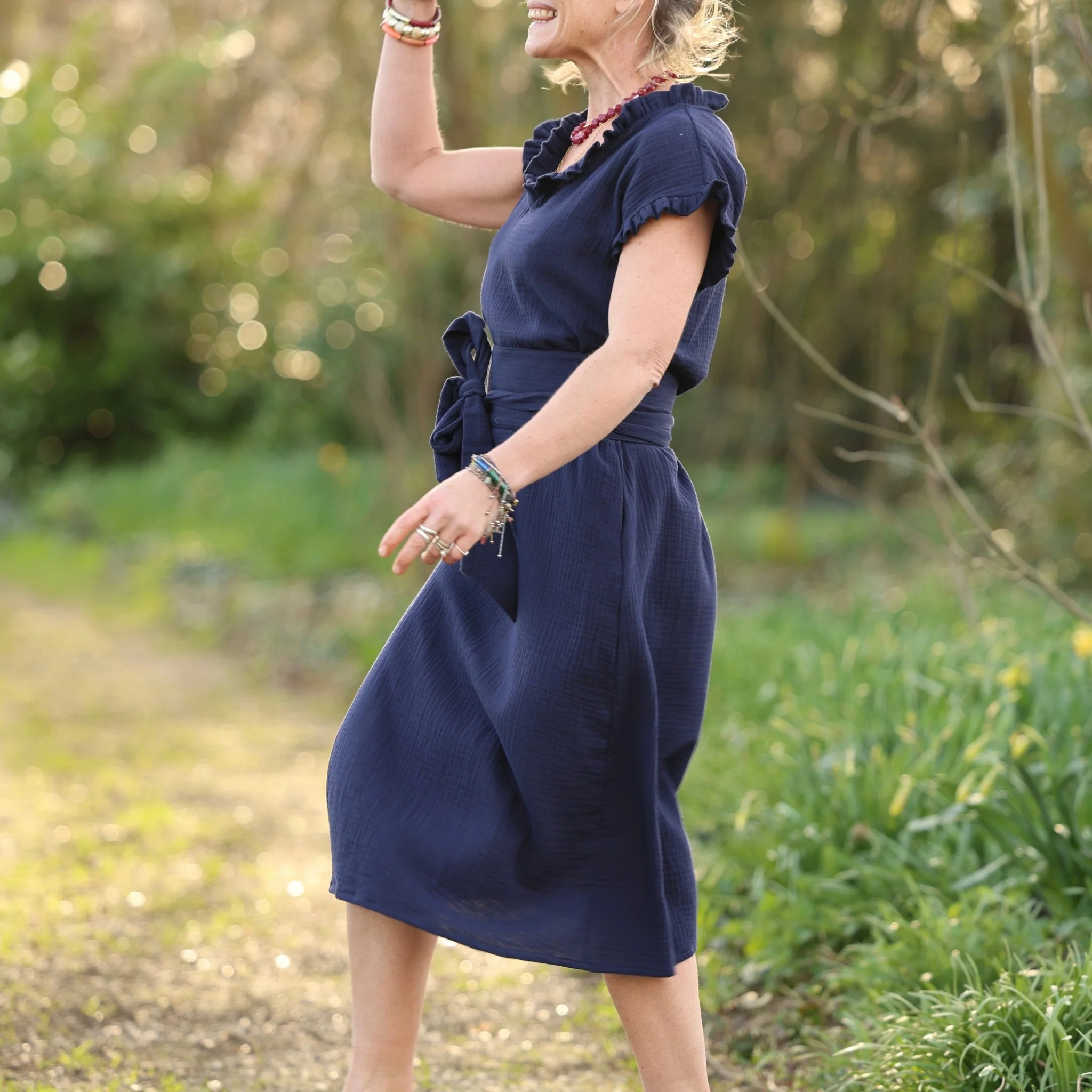 Robe Acacia – Double gaze de coton bleu nuit - Image 6