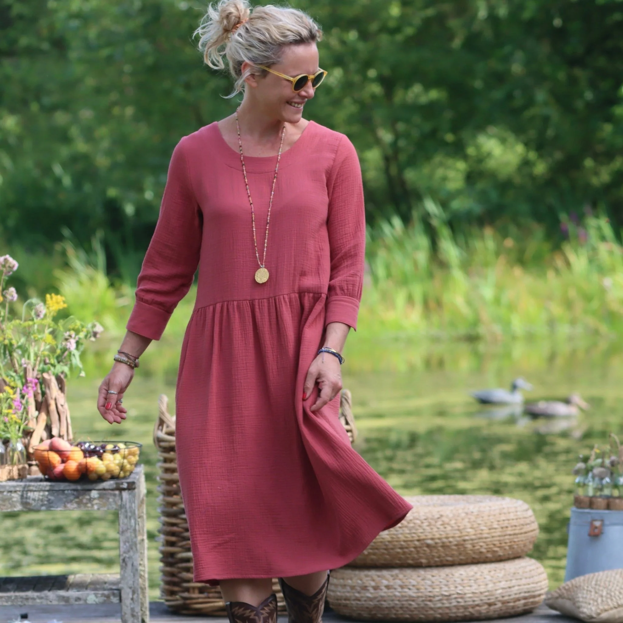 Robe Agnès - Double gaze de coton terracotta - Image 7