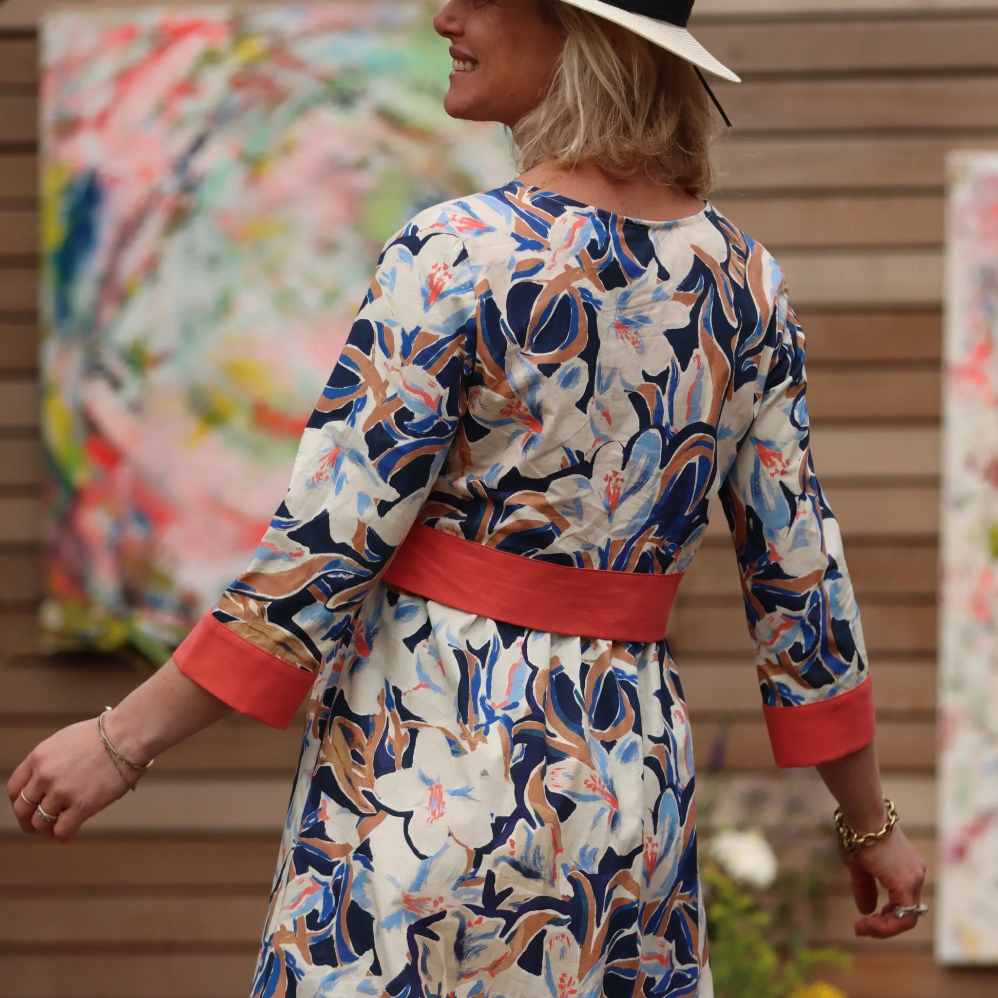 Robe Alix -coton fleuri/dcoton corail - Image 4