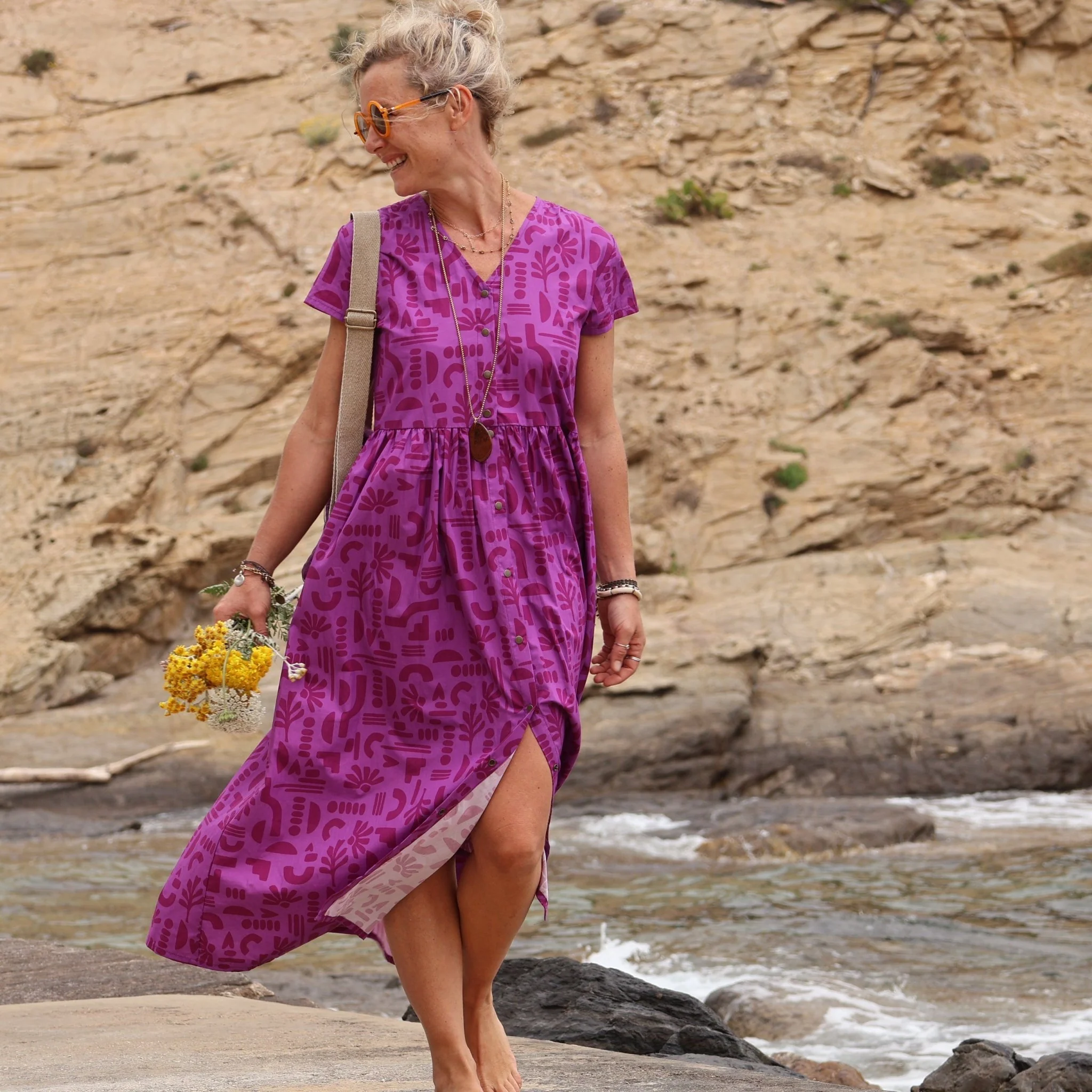 Robe Amélia popeline de coton Milos violine