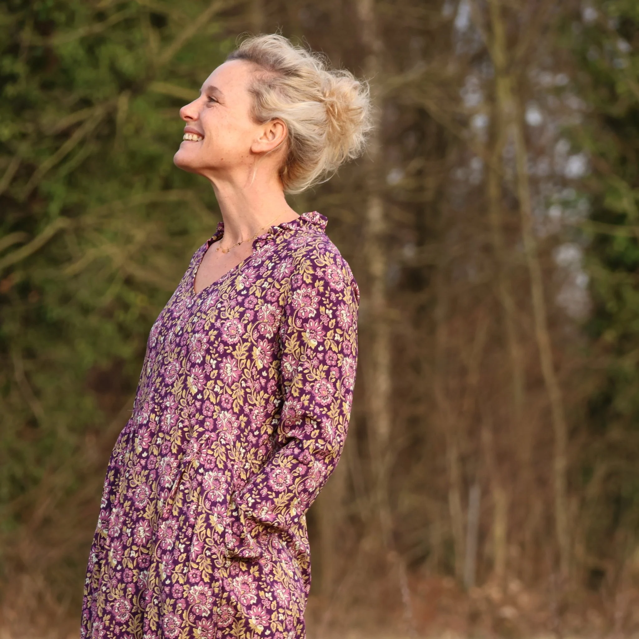 Robe Aria - viscose fleuri aubergine - Image 7
