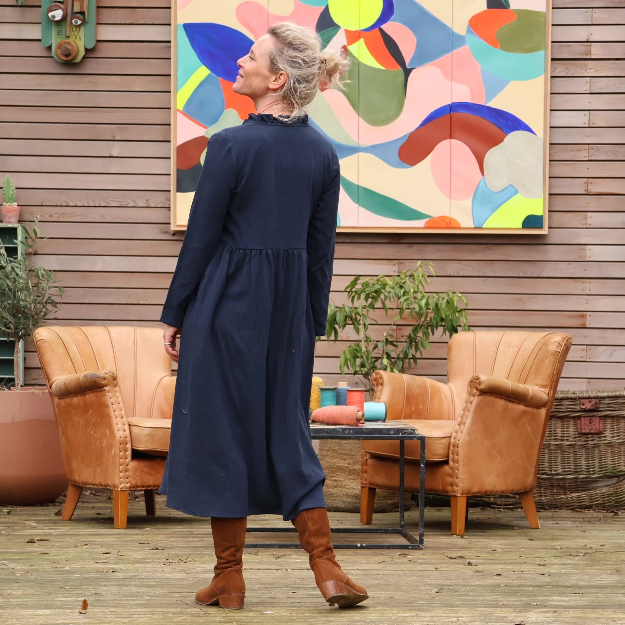 Robe Aria - viscose/lin bleu marine - Image 4