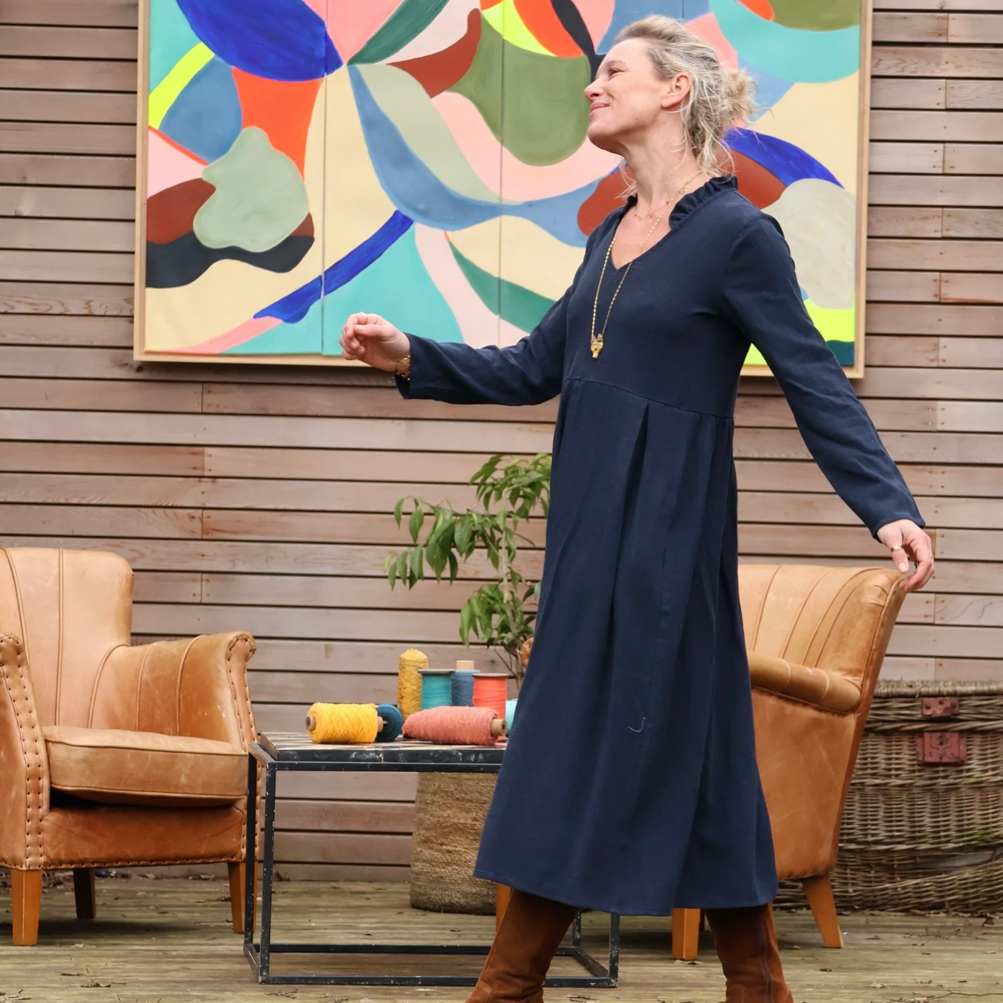 Robe Aria - viscose/lin bleu marine - Image 6