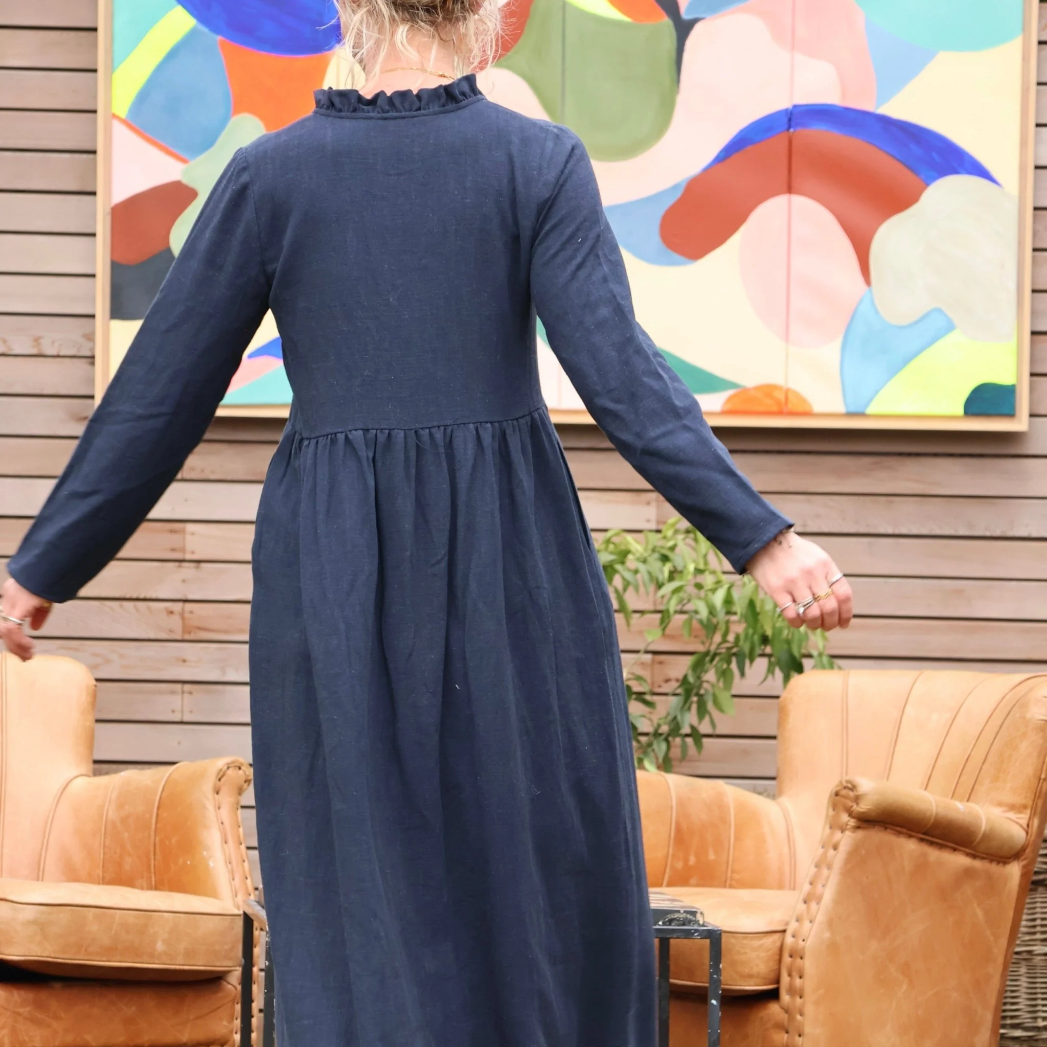 Robe Aria - viscose/lin bleu marine - Image 7