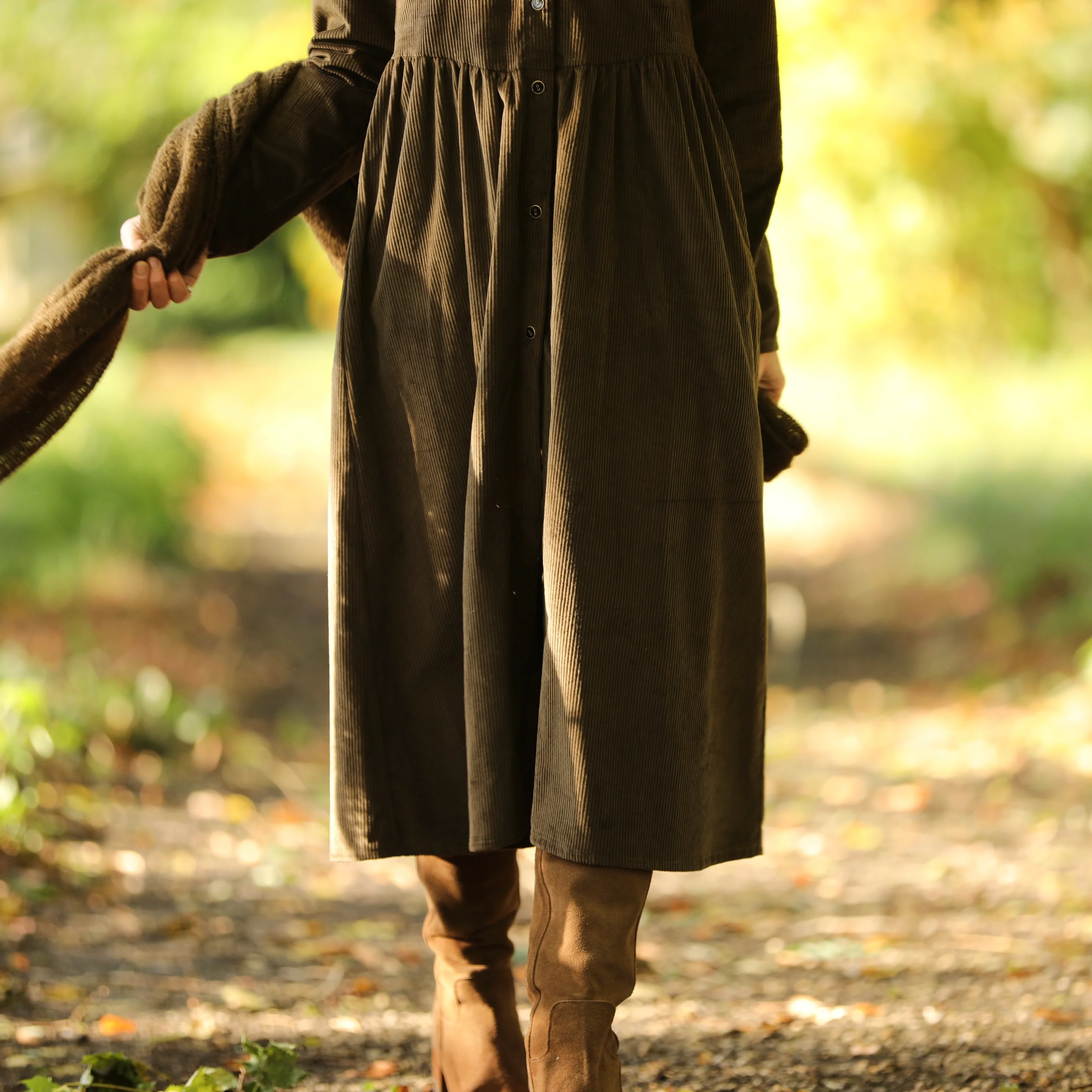 Robe Arlène - Velours côtelé moka - Image 9