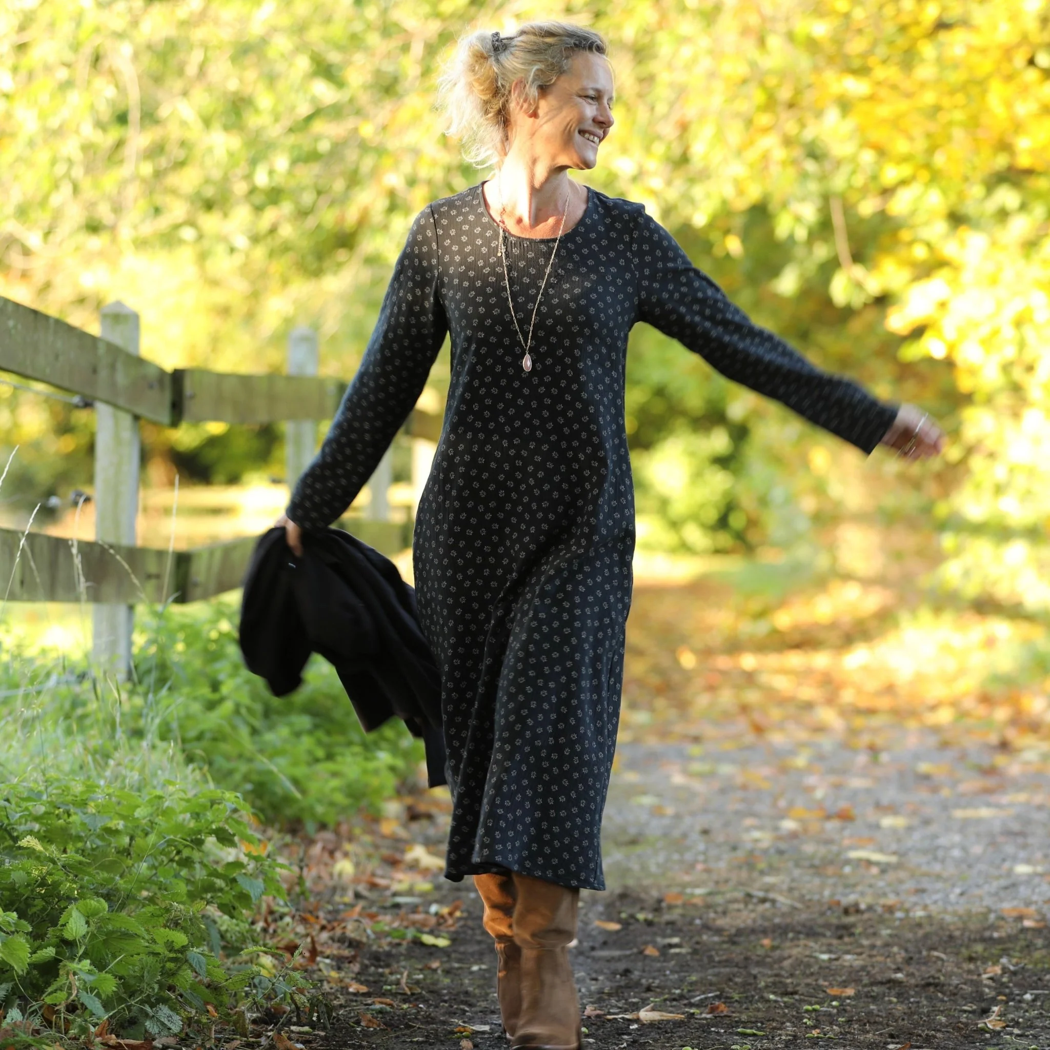 Robe Armande – double gaze de coton feuillage d'hiver - Image 10