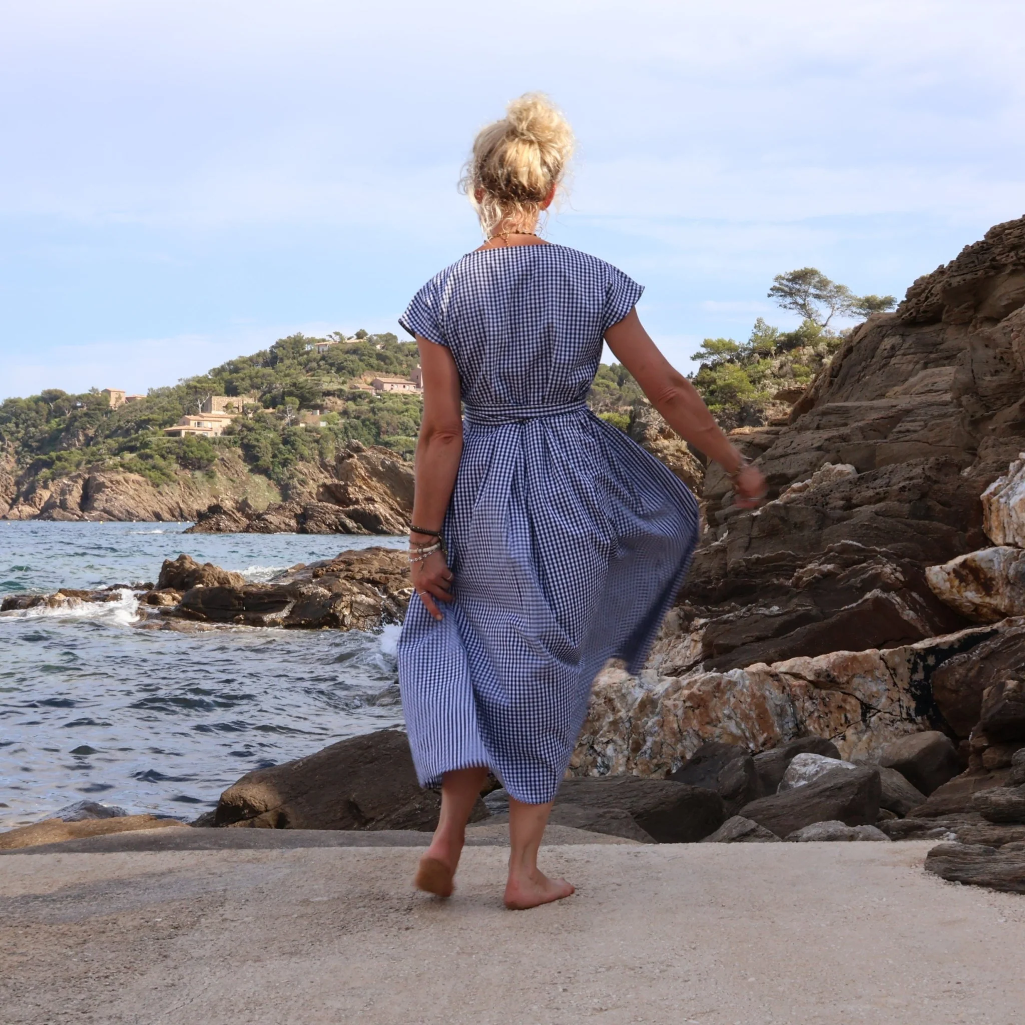Robe Athéna - coton vichy bleu marine - Image 2