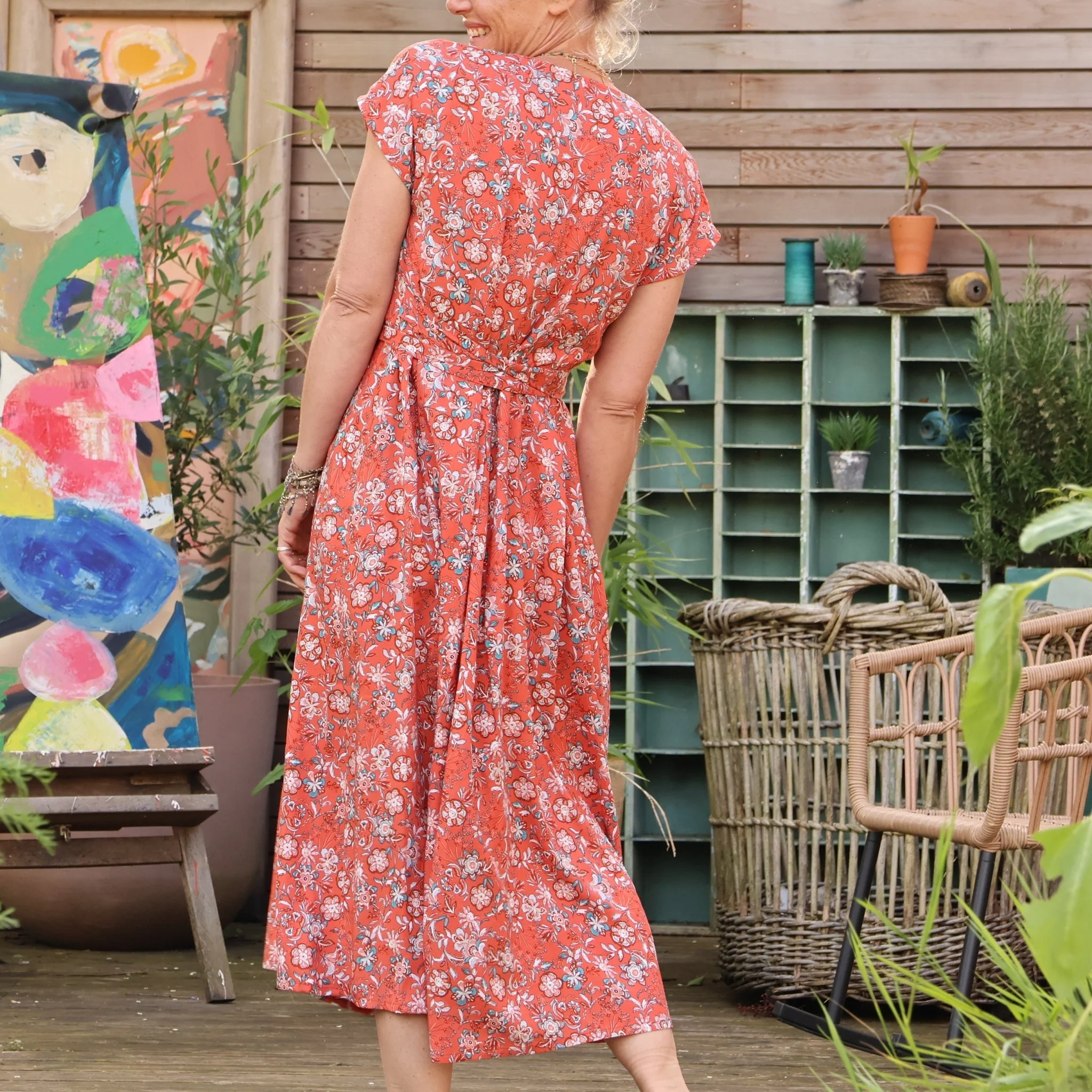 Robe Athéna - viscose bouquet grenadine - Image 3