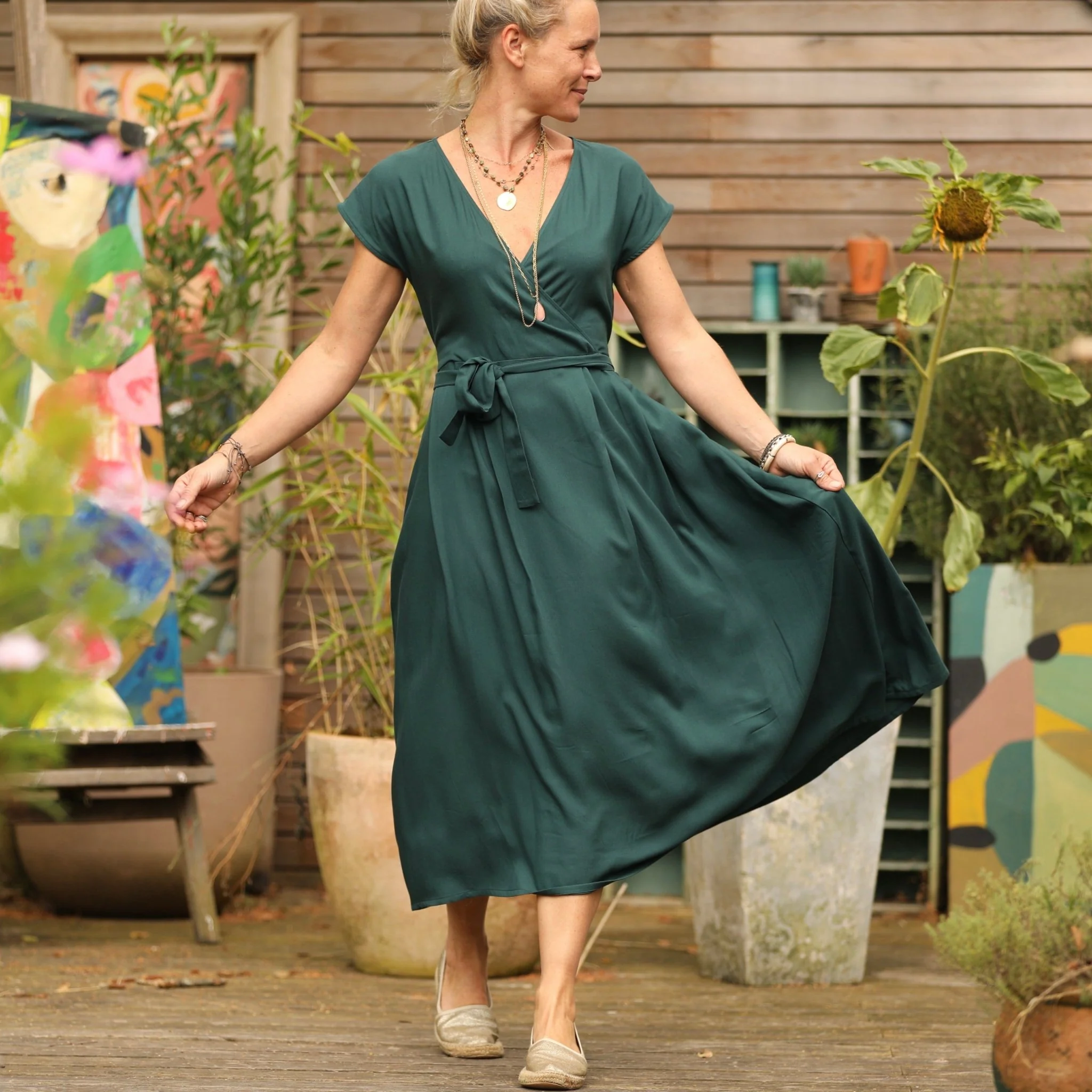 Robe Athéna - viscose vert anglais - Image 8